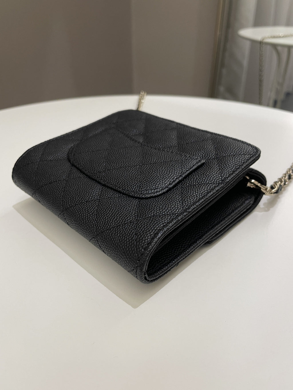 Chanel Quilted Compact Wallet On Chain Black caviar