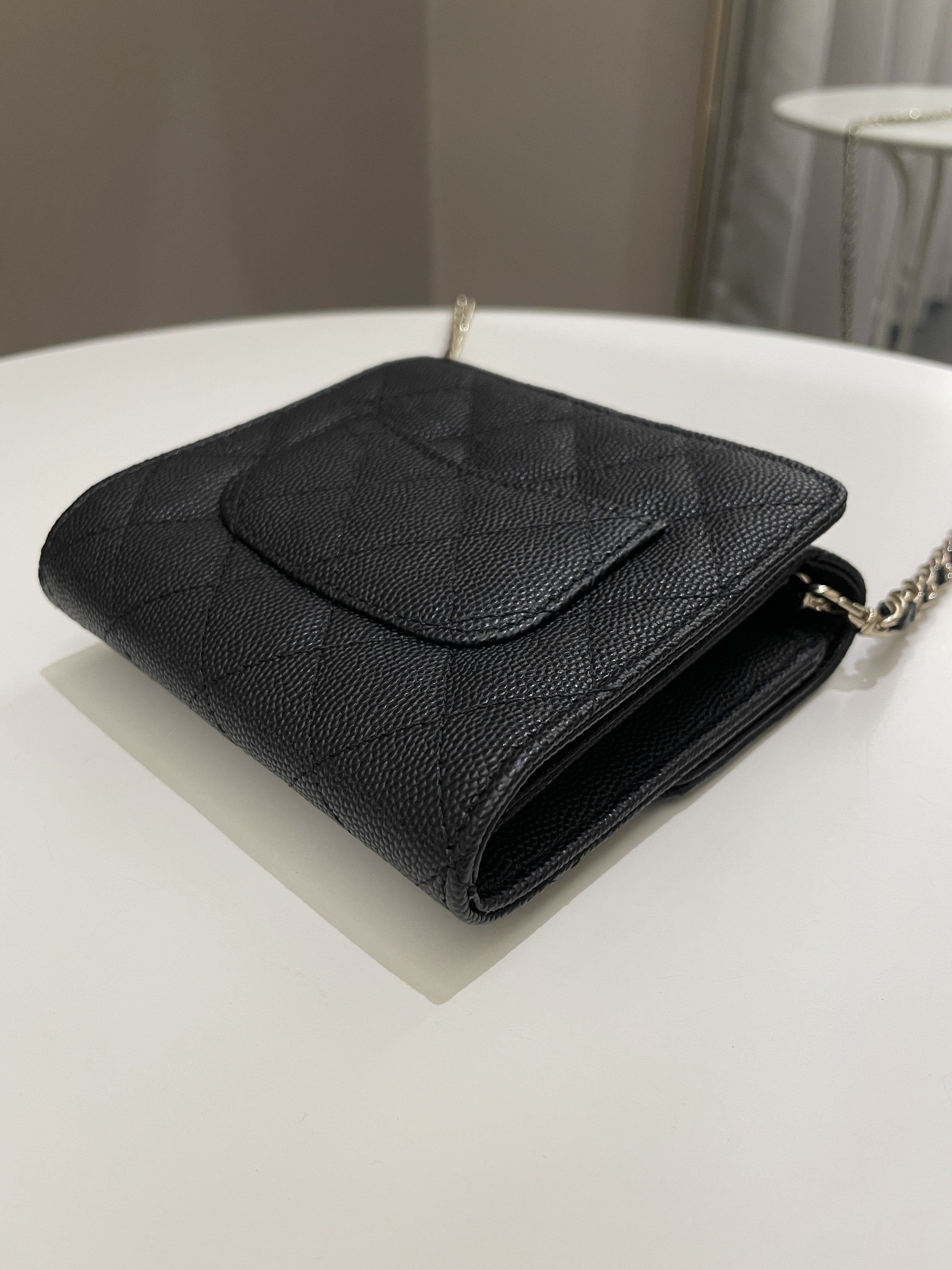 Chanel Quilted Compact Wallet On Chain Black caviar
