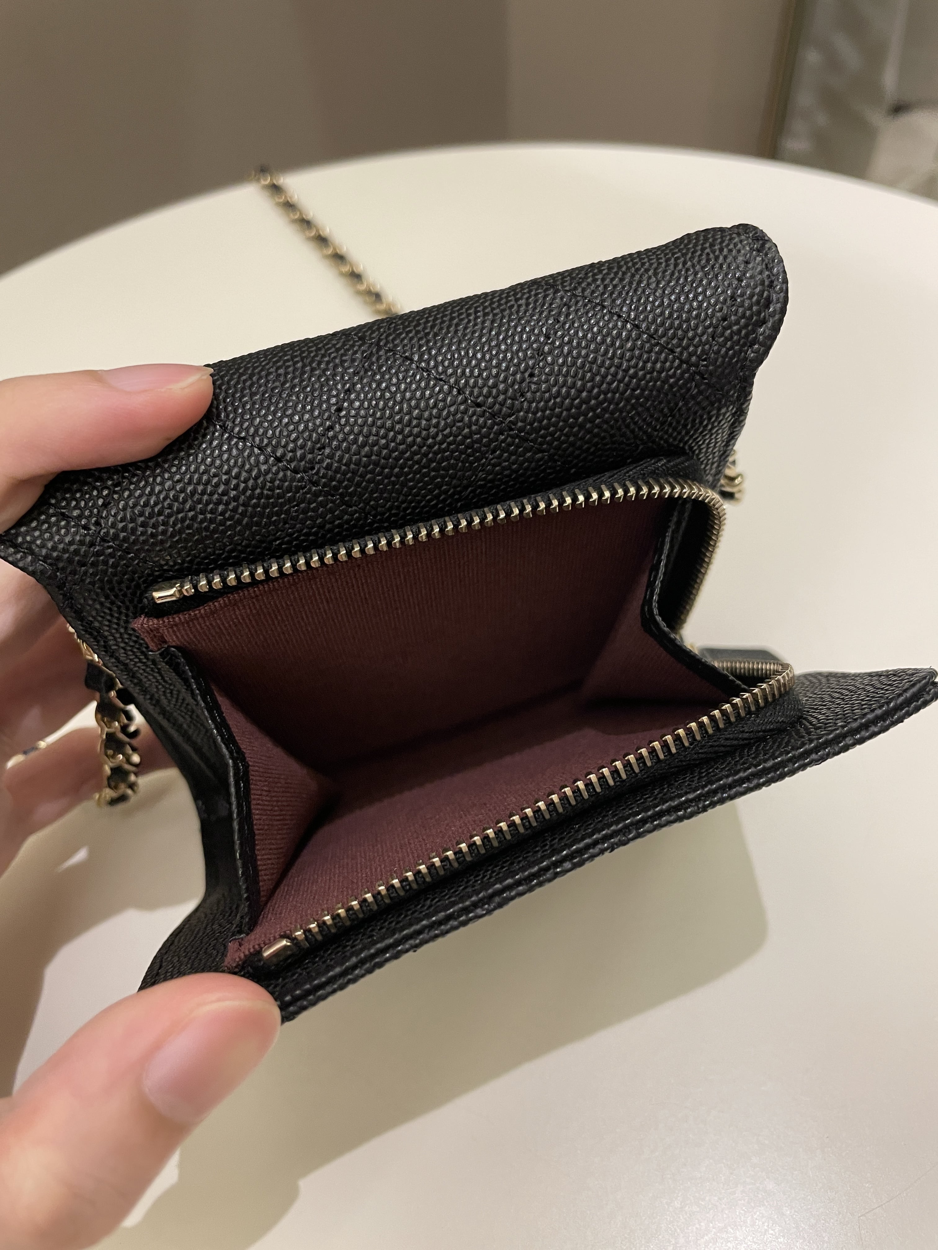 Chanel Quilted Compact Wallet On Chain Black caviar