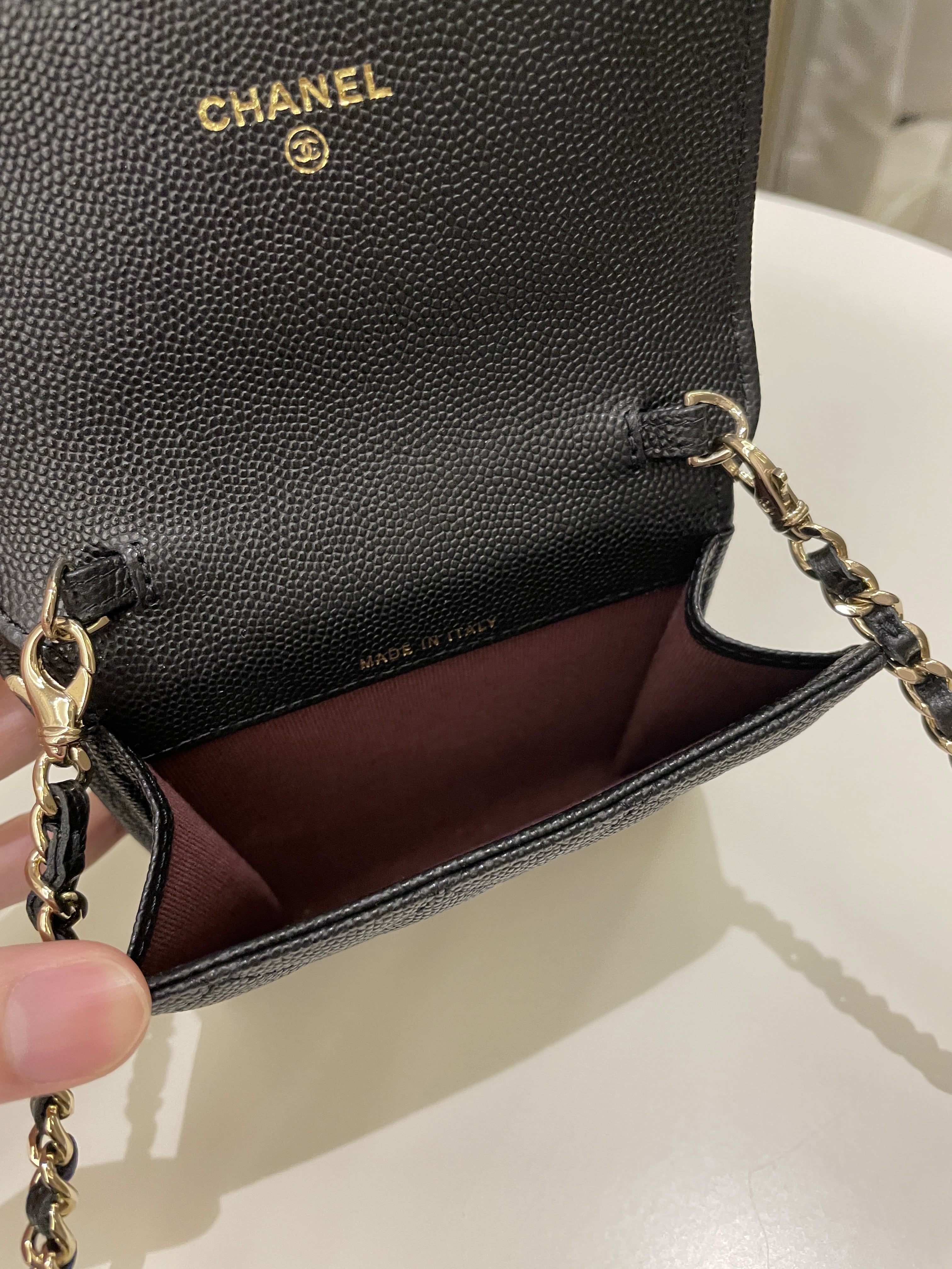 Chanel Quilted Compact Wallet On Chain Black caviar