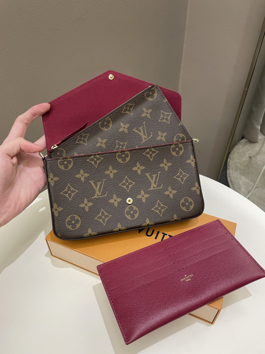 Louis Vuitton Felicie Pochette Classic Monogram Fuchsia