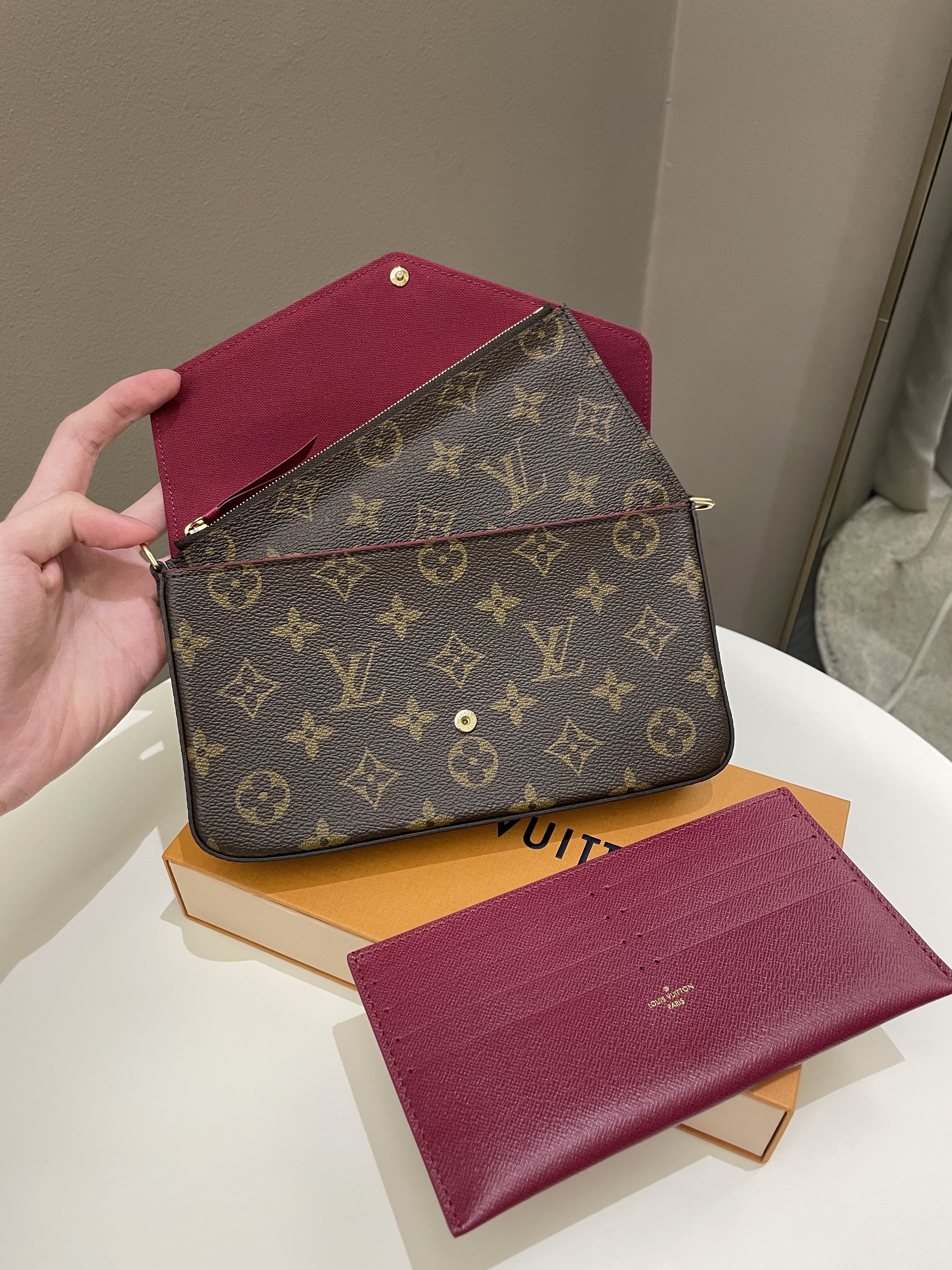 Louis Vuitton Felicie Pochette Classic Monogram Fuchsia