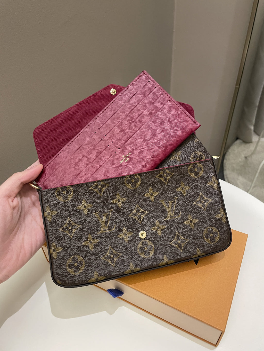 Louis Vuitton Felicie Pochette Classic Monogram Fuchsia