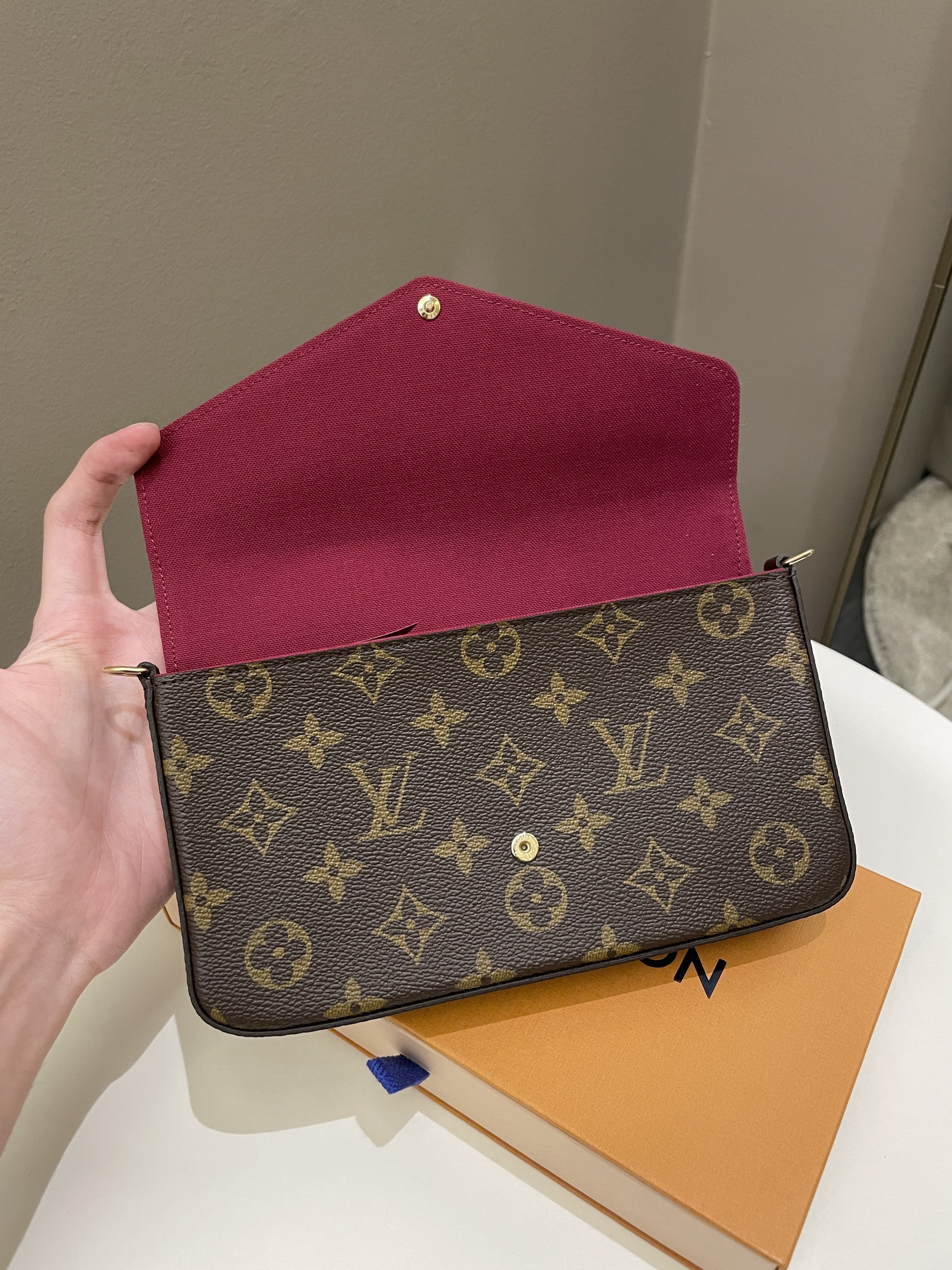 Louis Vuitton Felicie Pochette Classic Monogram Fuchsia
