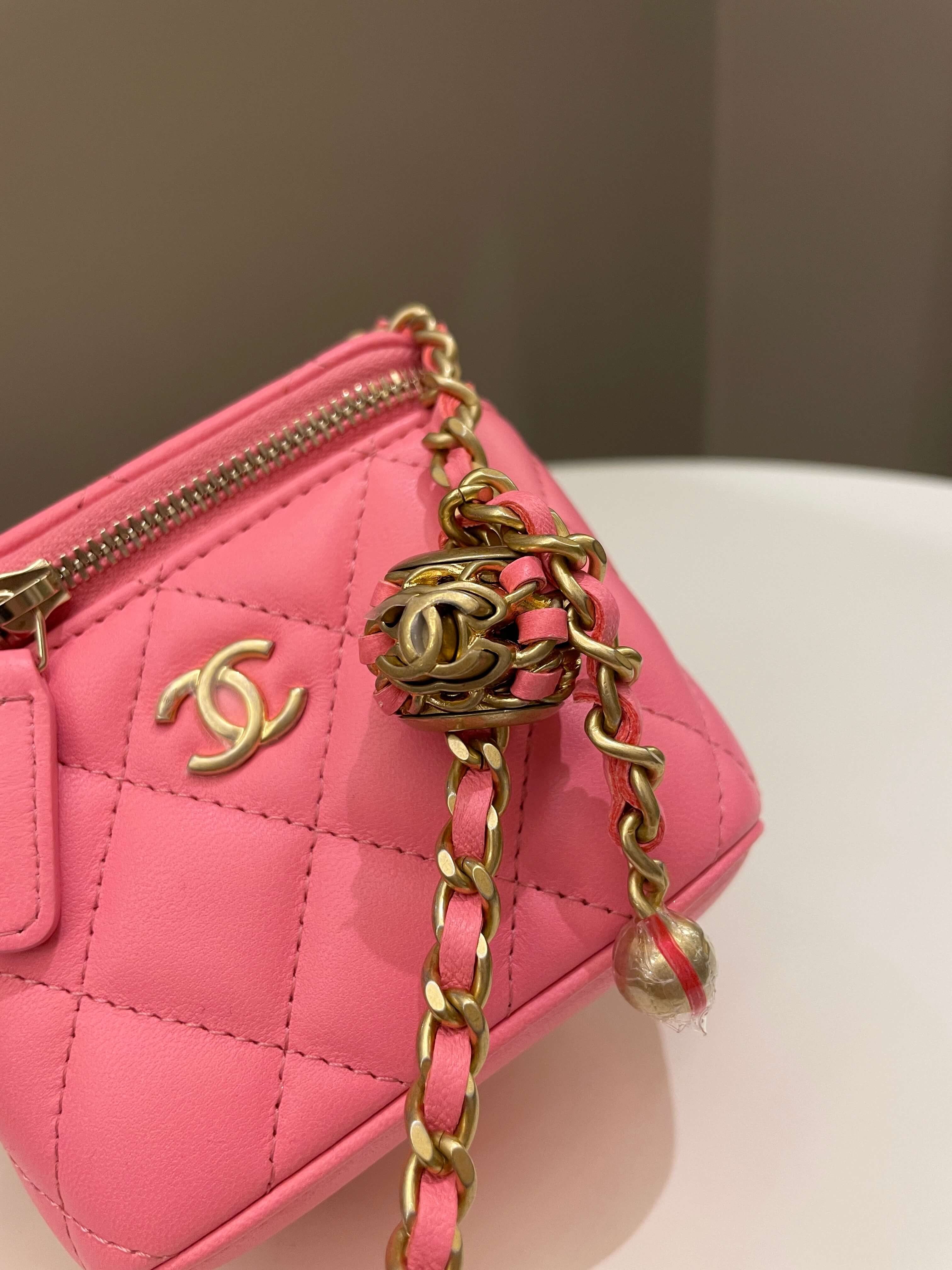 Chanel Quilted Pearl Crush Mini Vanity Cube Pink Lambskin