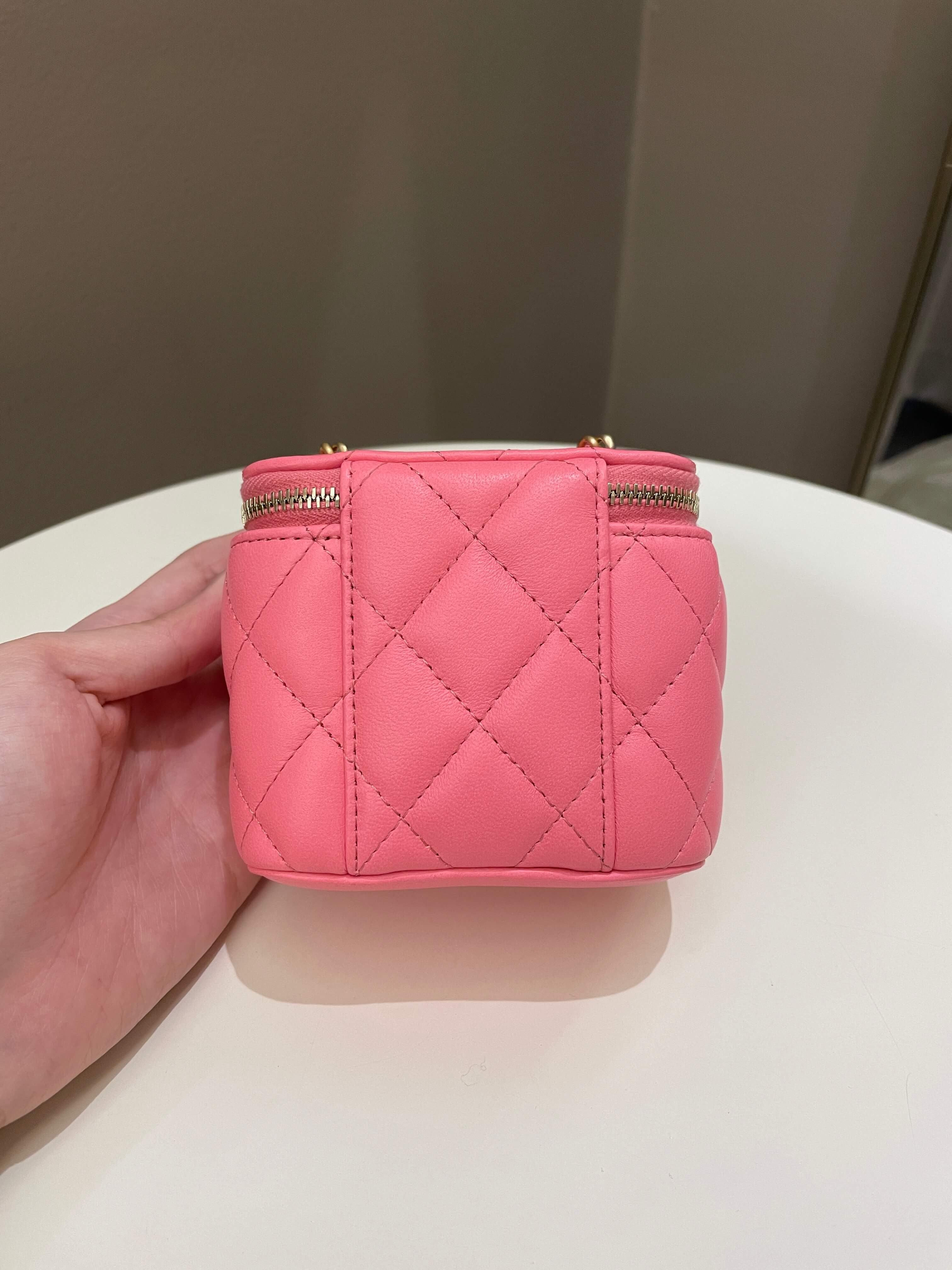 Chanel Quilted Pearl Crush Mini Vanity Cube Pink Lambskin