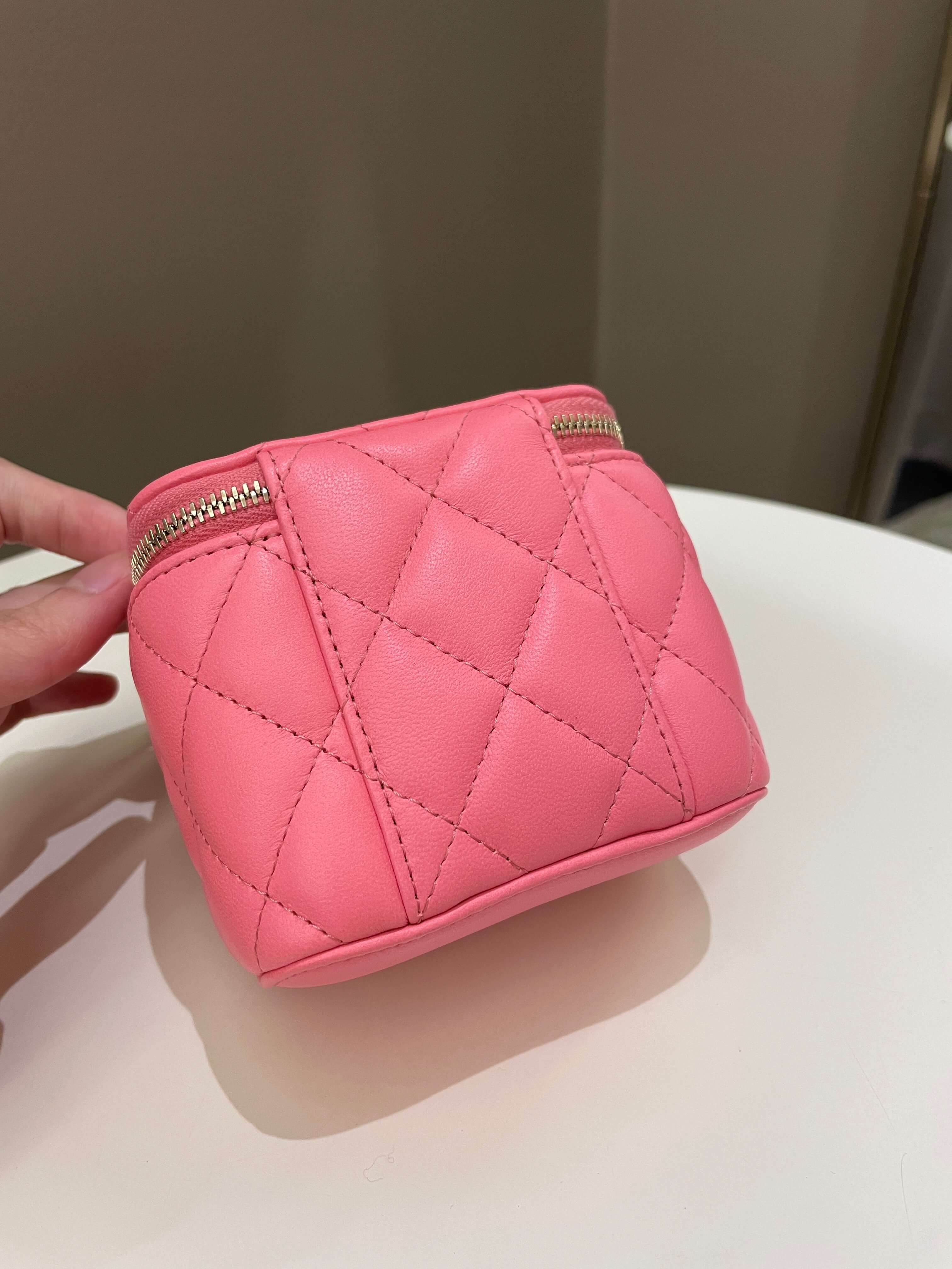 Chanel Quilted Pearl Crush Mini Vanity Cube Pink Lambskin