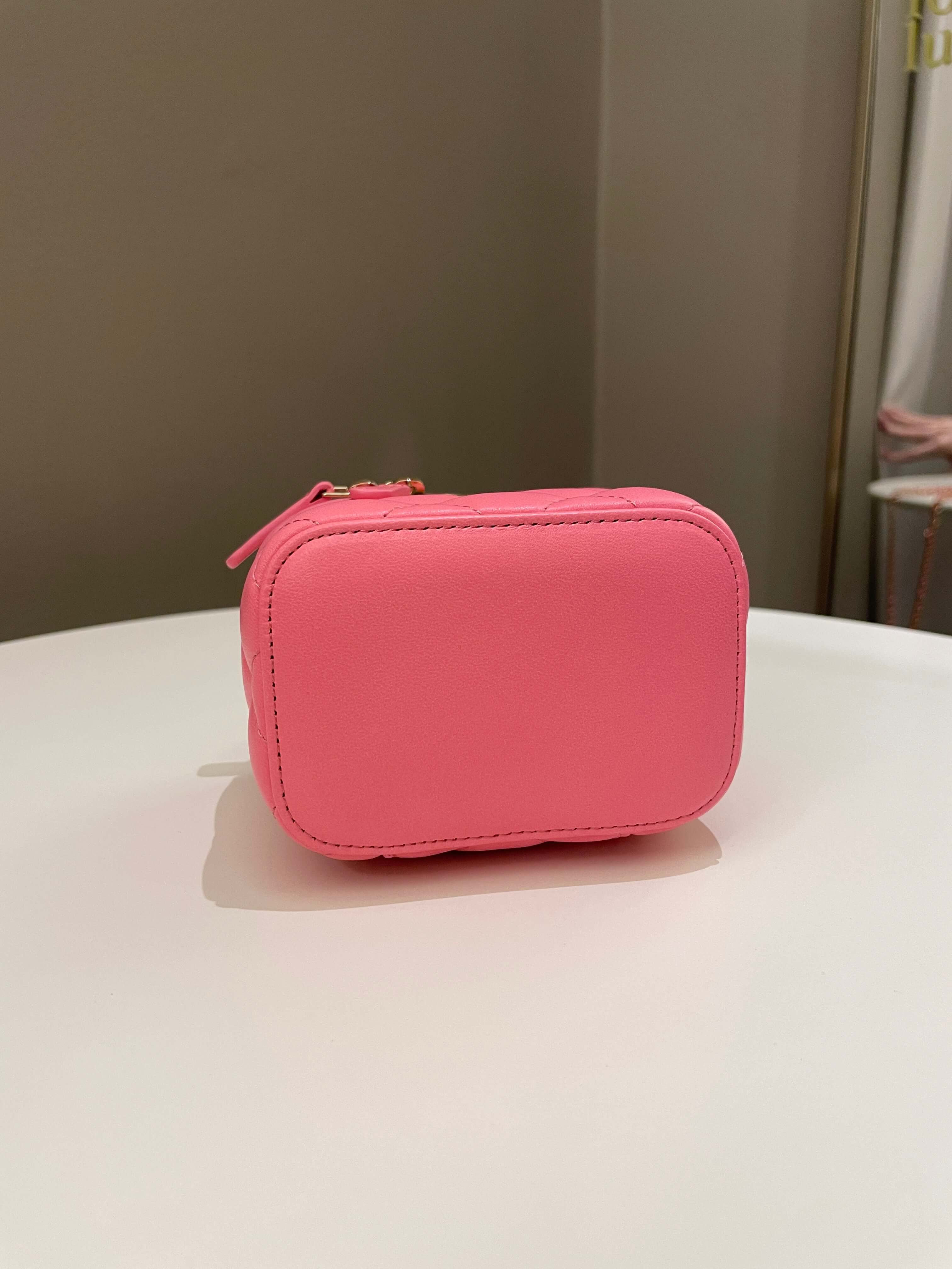 Chanel Quilted Pearl Crush Mini Vanity Cube Pink Lambskin