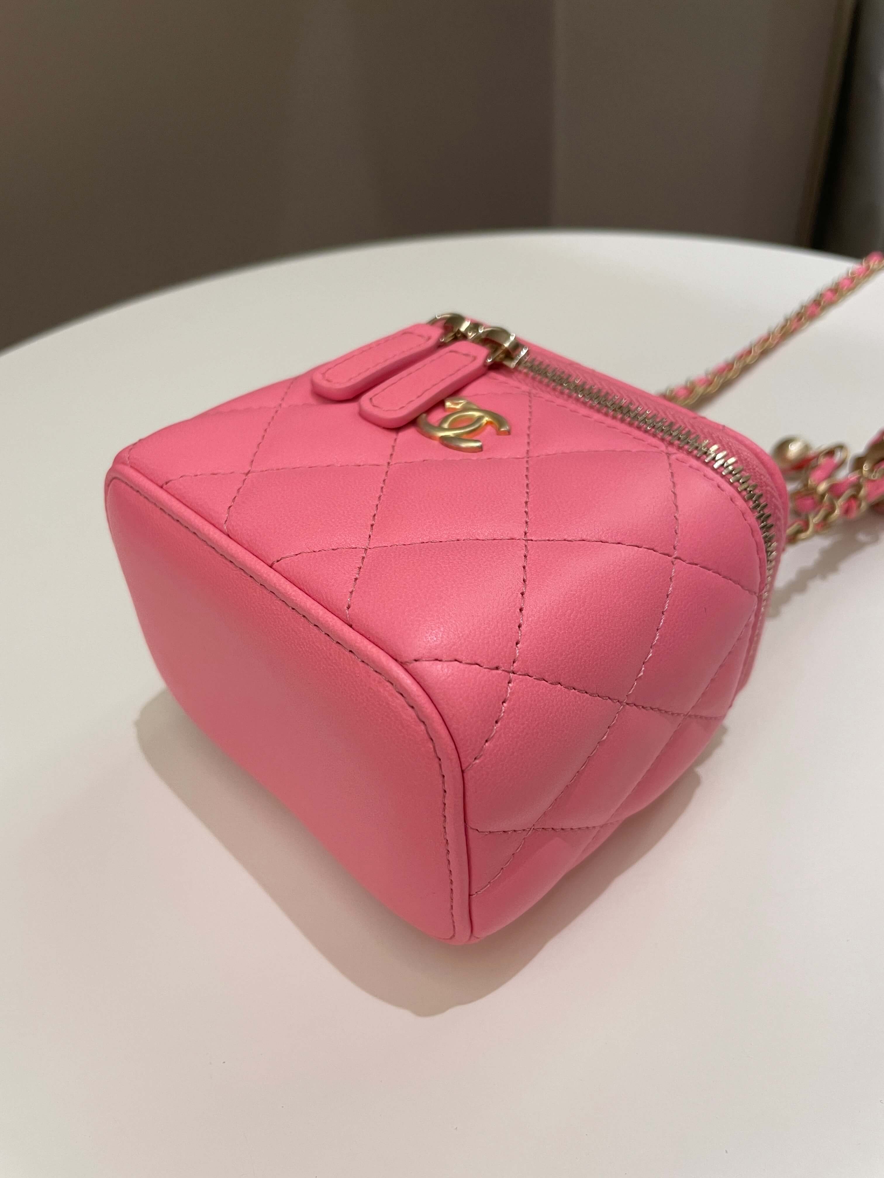 Chanel Quilted Pearl Crush Mini Vanity Cube Pink Lambskin