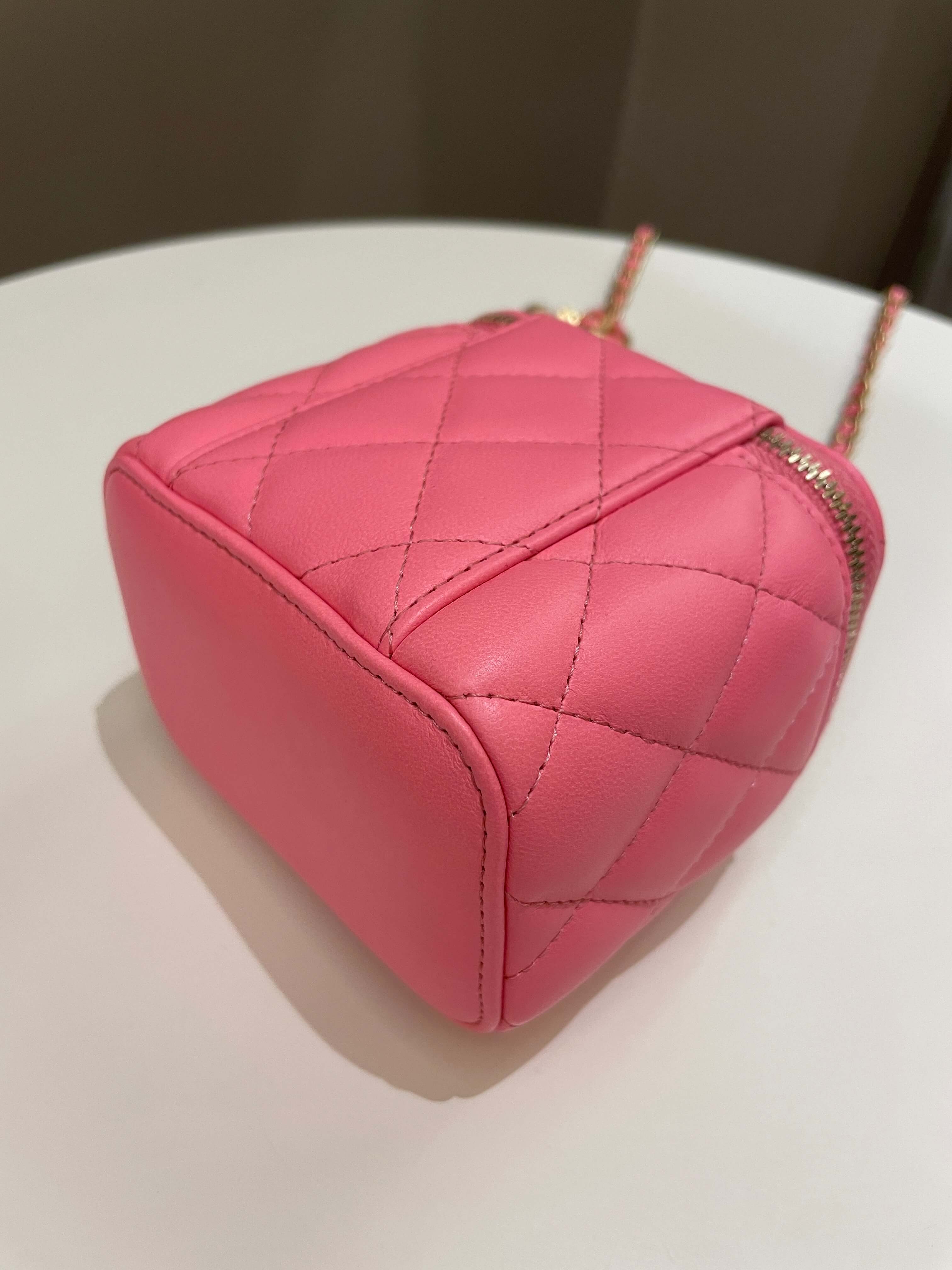 Chanel Quilted Pearl Crush Mini Vanity Cube Pink Lambskin