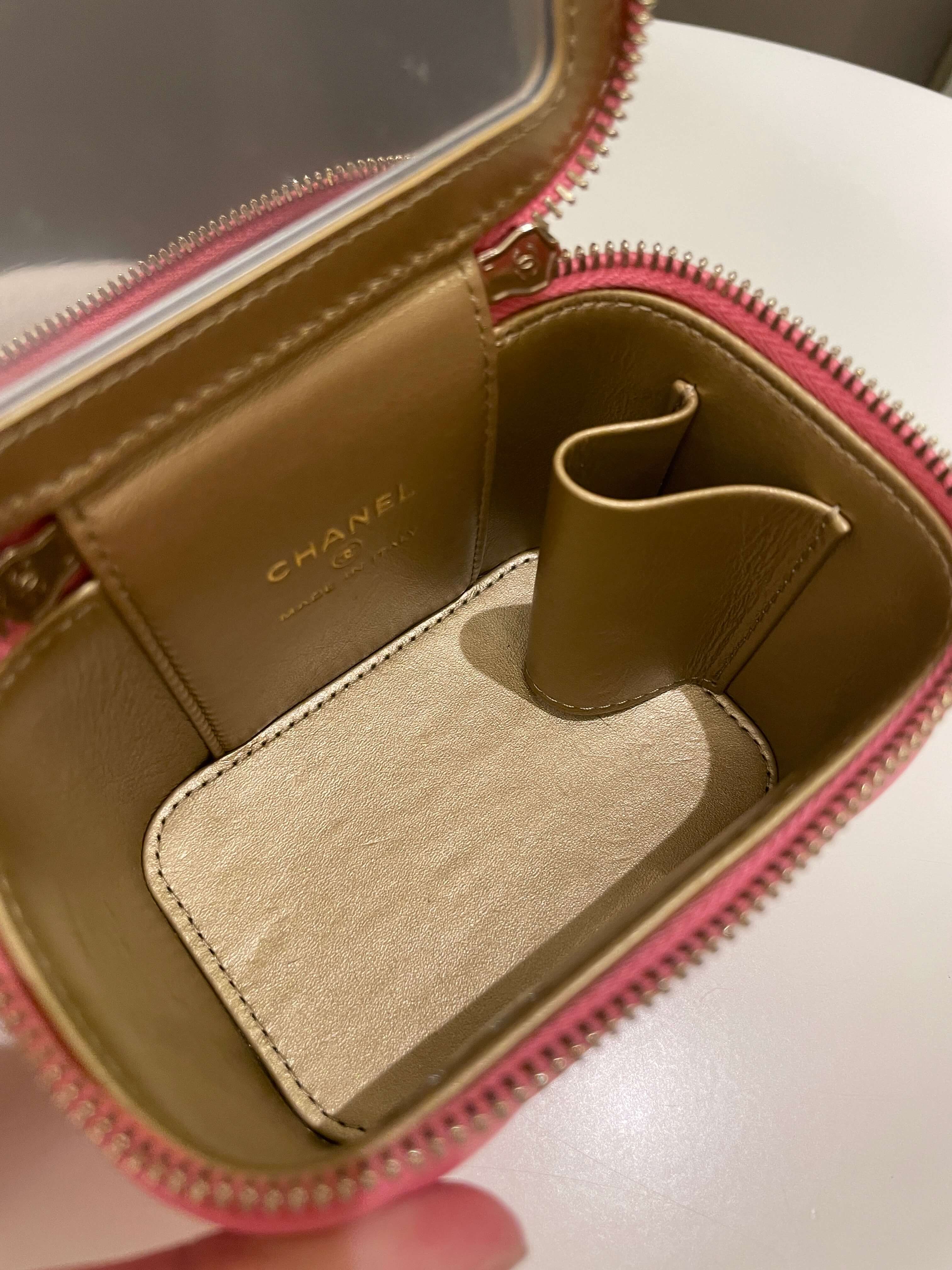 Chanel Quilted Pearl Crush Mini Vanity Cube Pink Lambskin