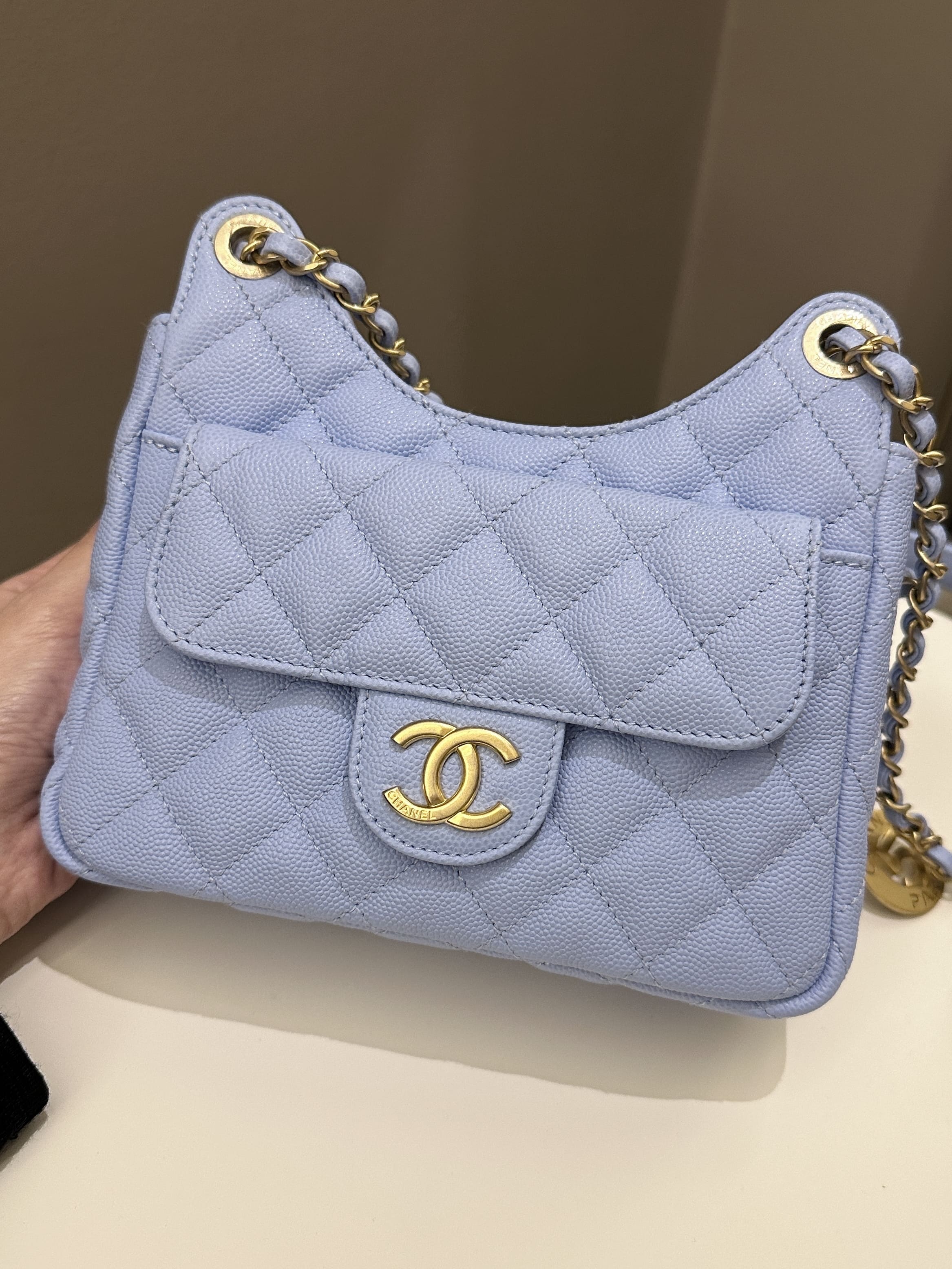 Chanel Small Hobo Bag Periwinkle Caviar