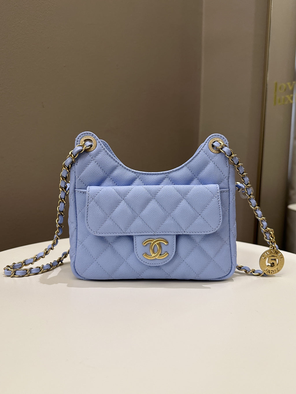Chanel Small Hobo Bag Periwinkle Caviar