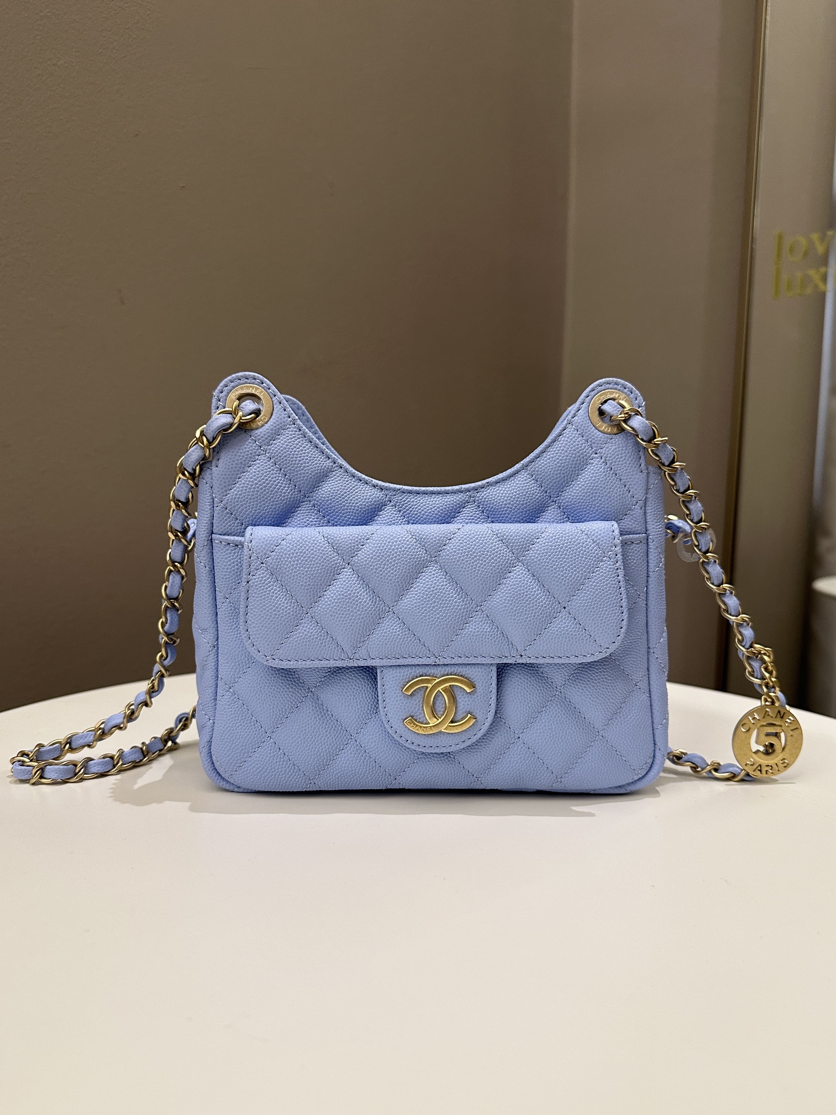 Chanel Small Hobo Bag Periwinkle Caviar