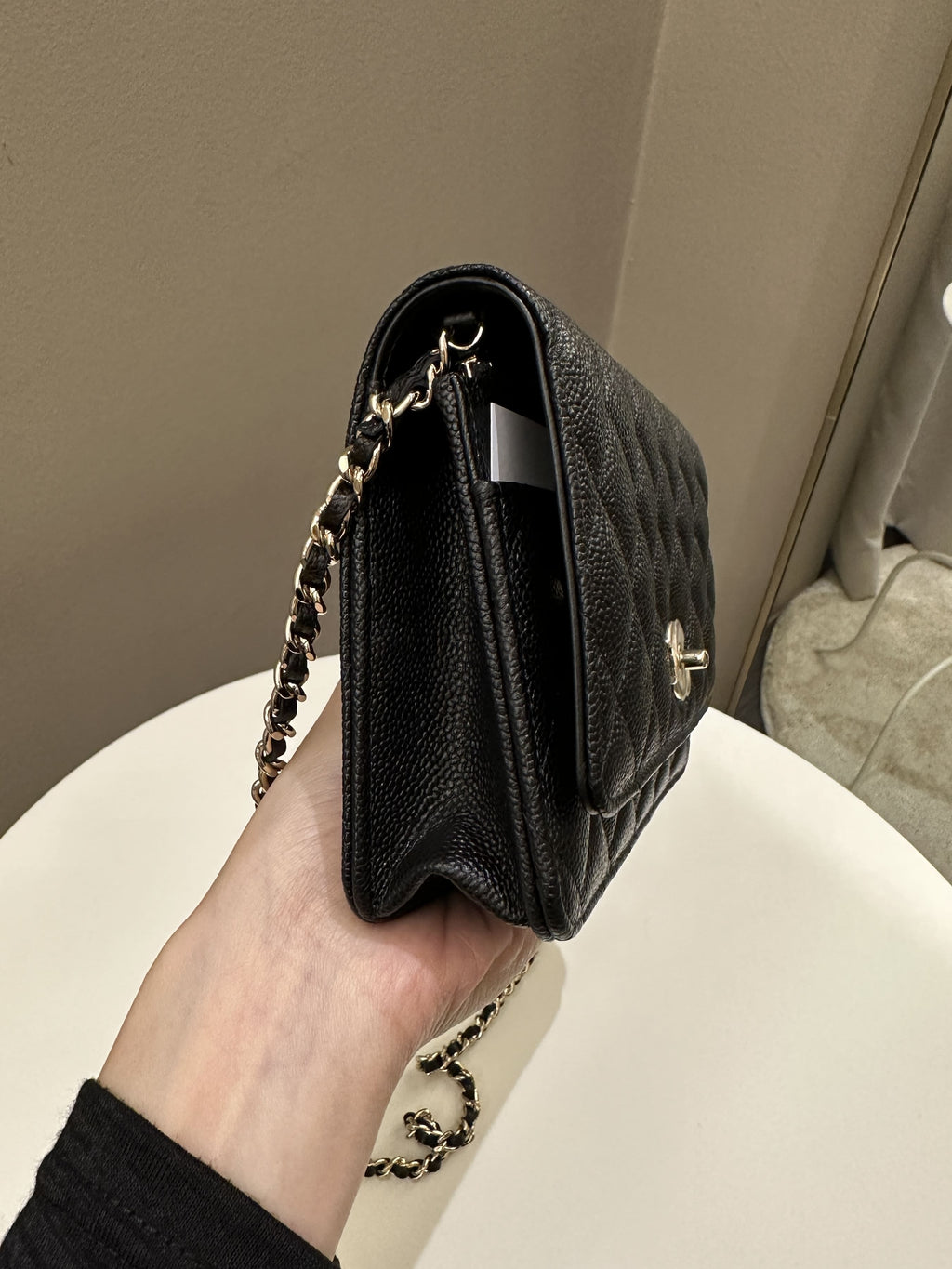 Chanel Quilted Wallet on Chain Bow Black Caviar