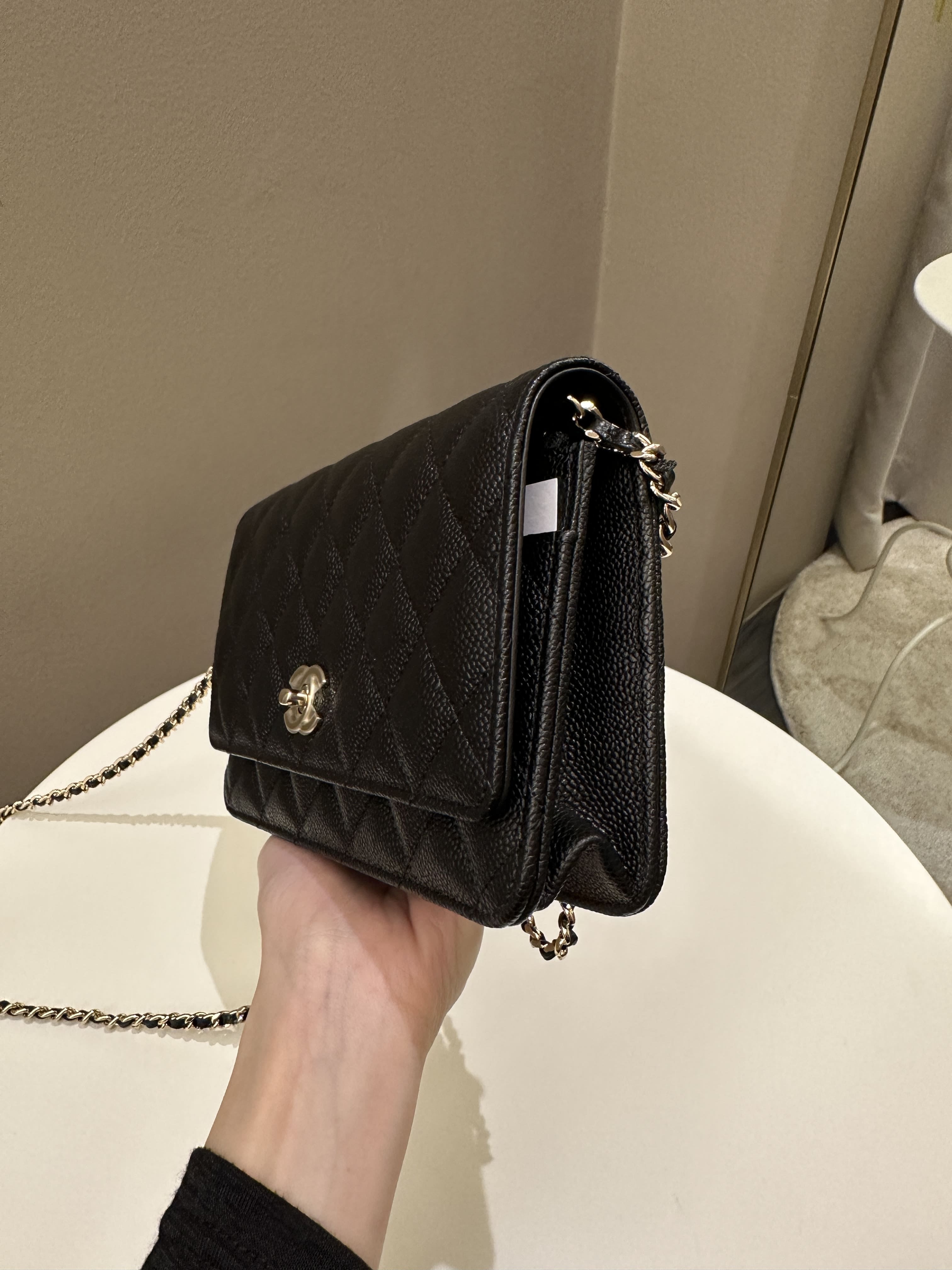 Chanel Quilted Wallet on Chain Bow Black Caviar