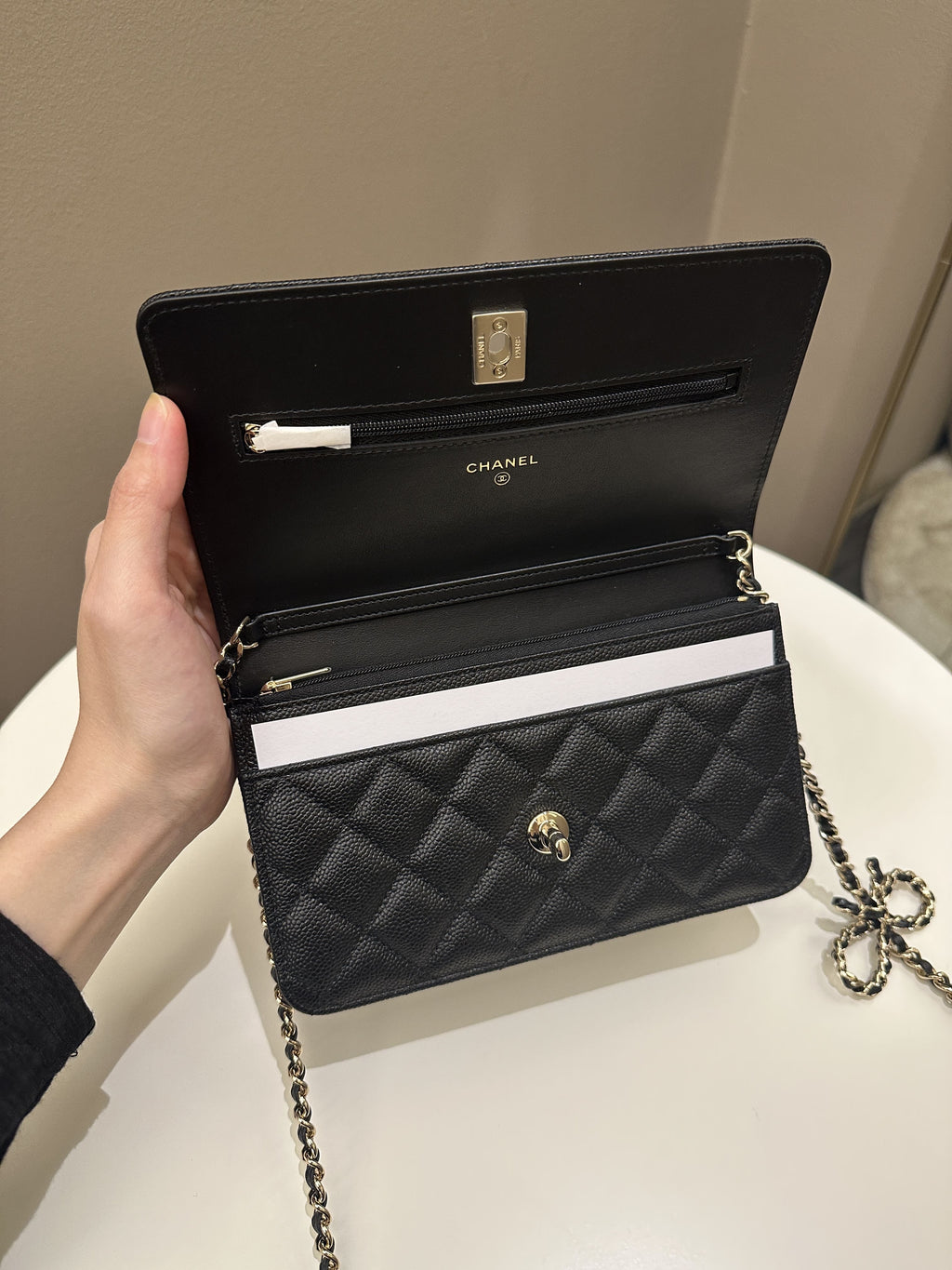 Chanel Quilted Wallet on Chain Bow Black Caviar