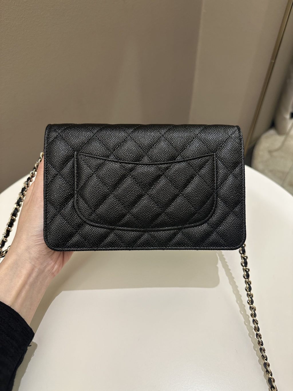 Chanel Quilted Wallet on Chain Bow Black Caviar