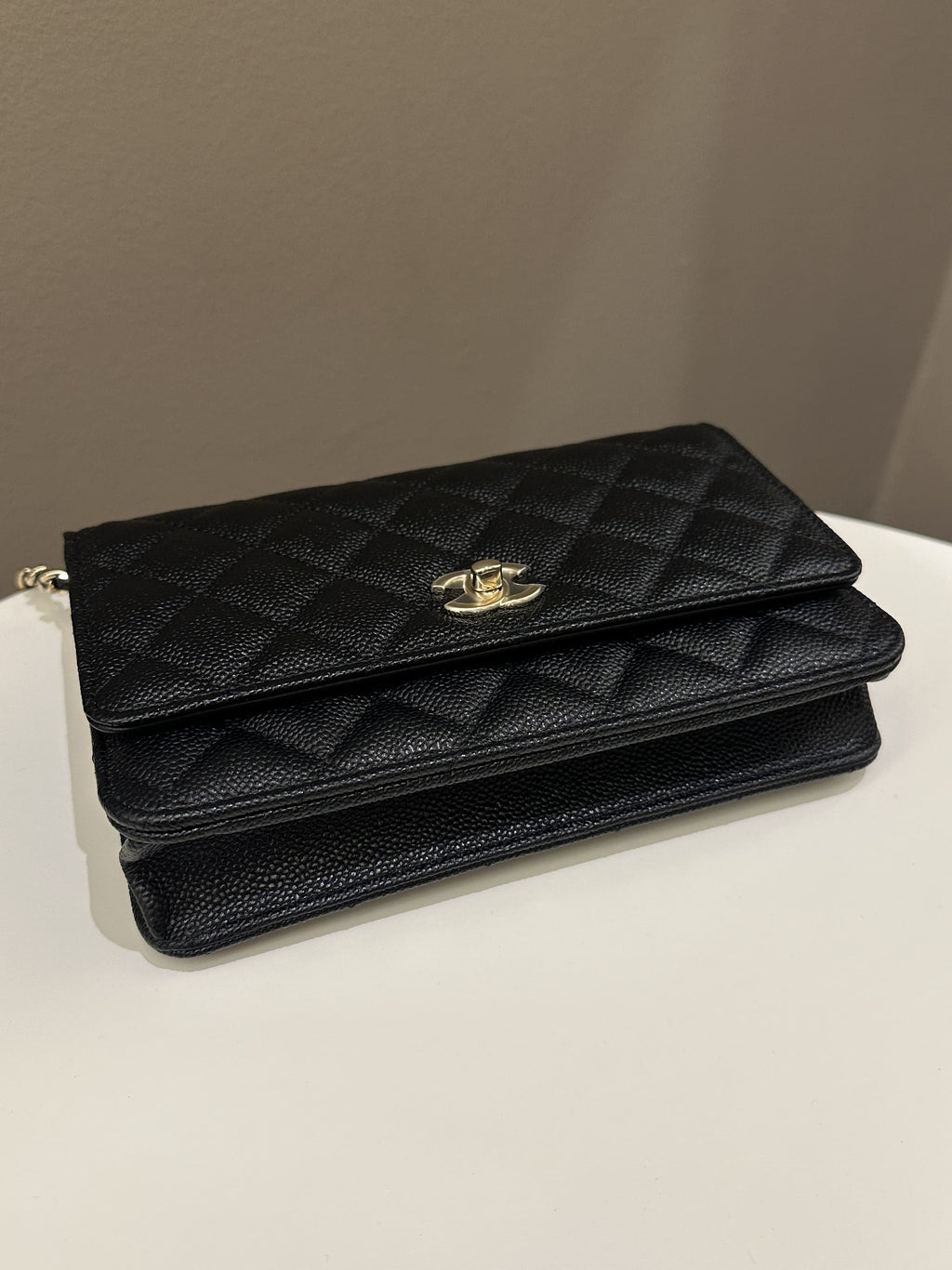 Chanel Quilted Wallet on Chain Bow Black Caviar