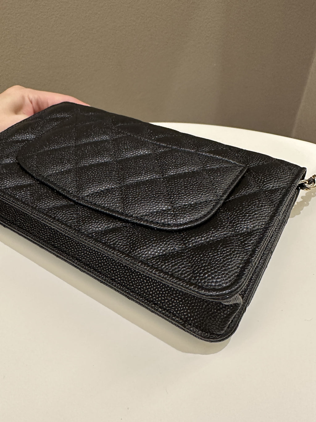 Chanel Quilted Wallet on Chain Bow Black Caviar