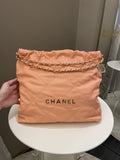Chanel 22 Medium  Orange Claire Caviar