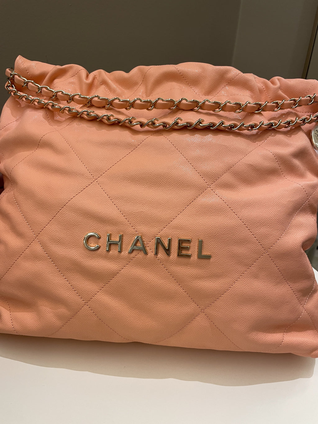 Chanel 22 Medium  Orange Claire Caviar