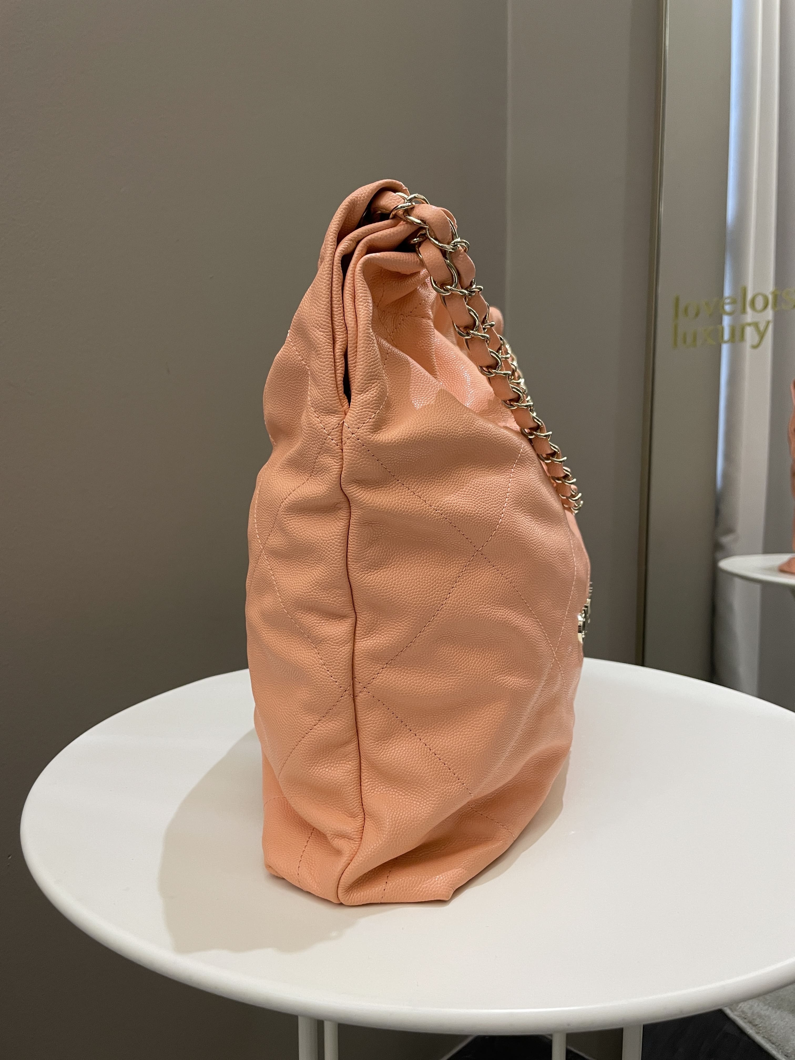Chanel 22 Medium  Orange Claire Caviar