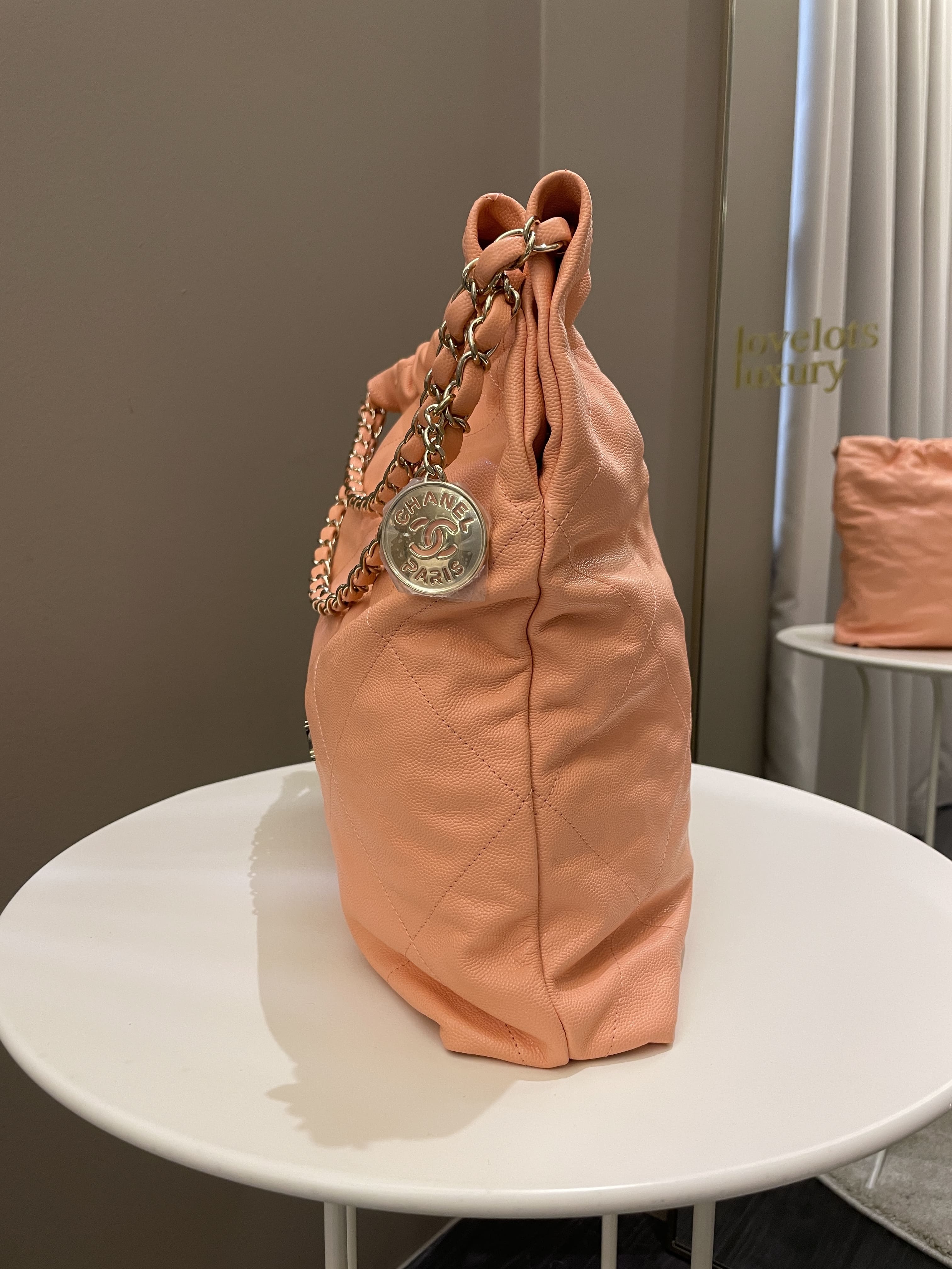 Chanel 22 Medium  Orange Claire Caviar