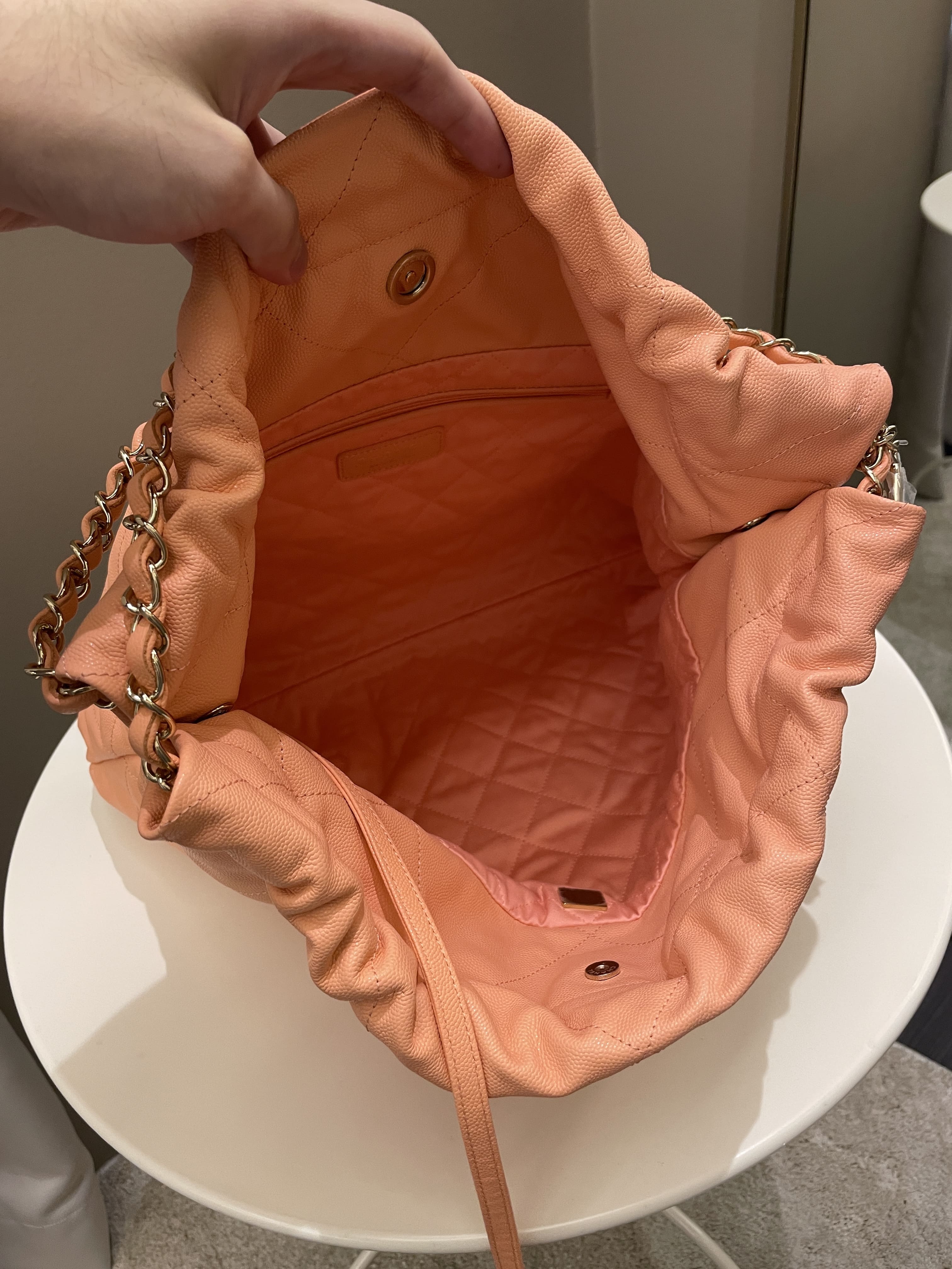 Chanel 22 Medium  Orange Claire Caviar