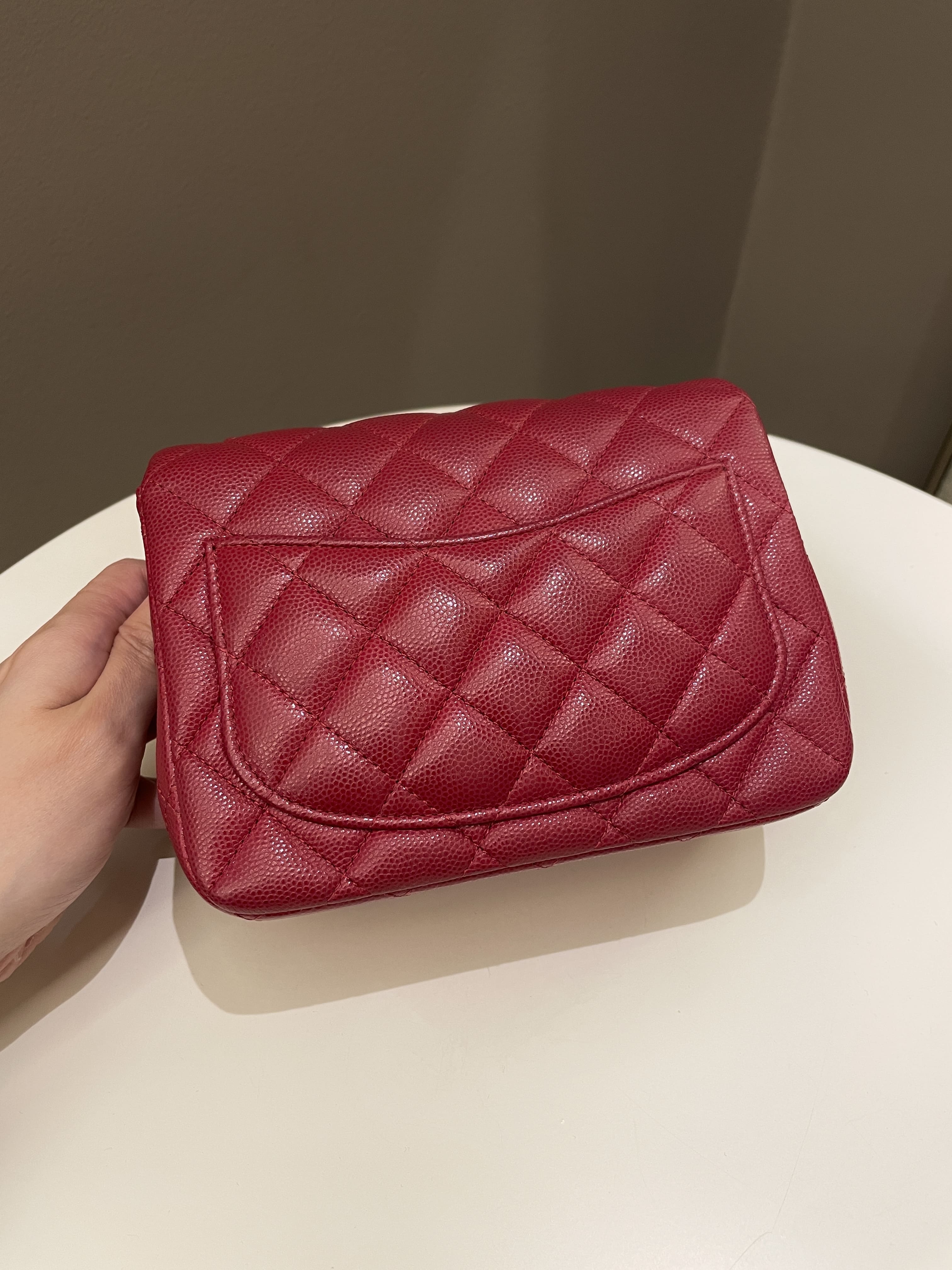 Chanel 18B Classic Quilted Mini Square Red Caviar