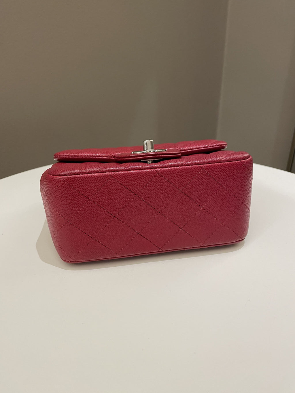 Chanel 18B Classic Quilted Mini Square Red Caviar
