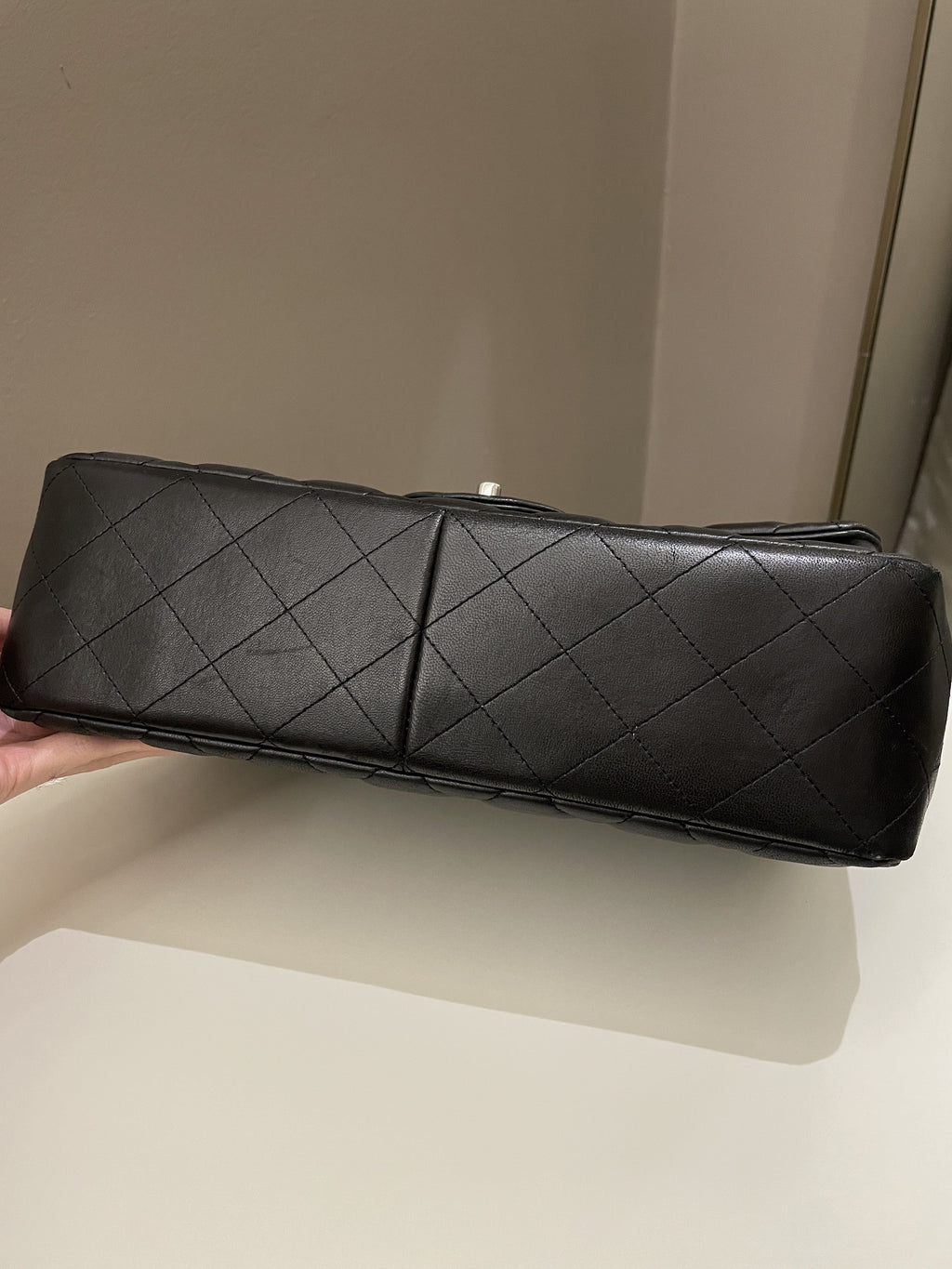 Chanel Classic Quilted Jumbo Double Flap Black Lambskin