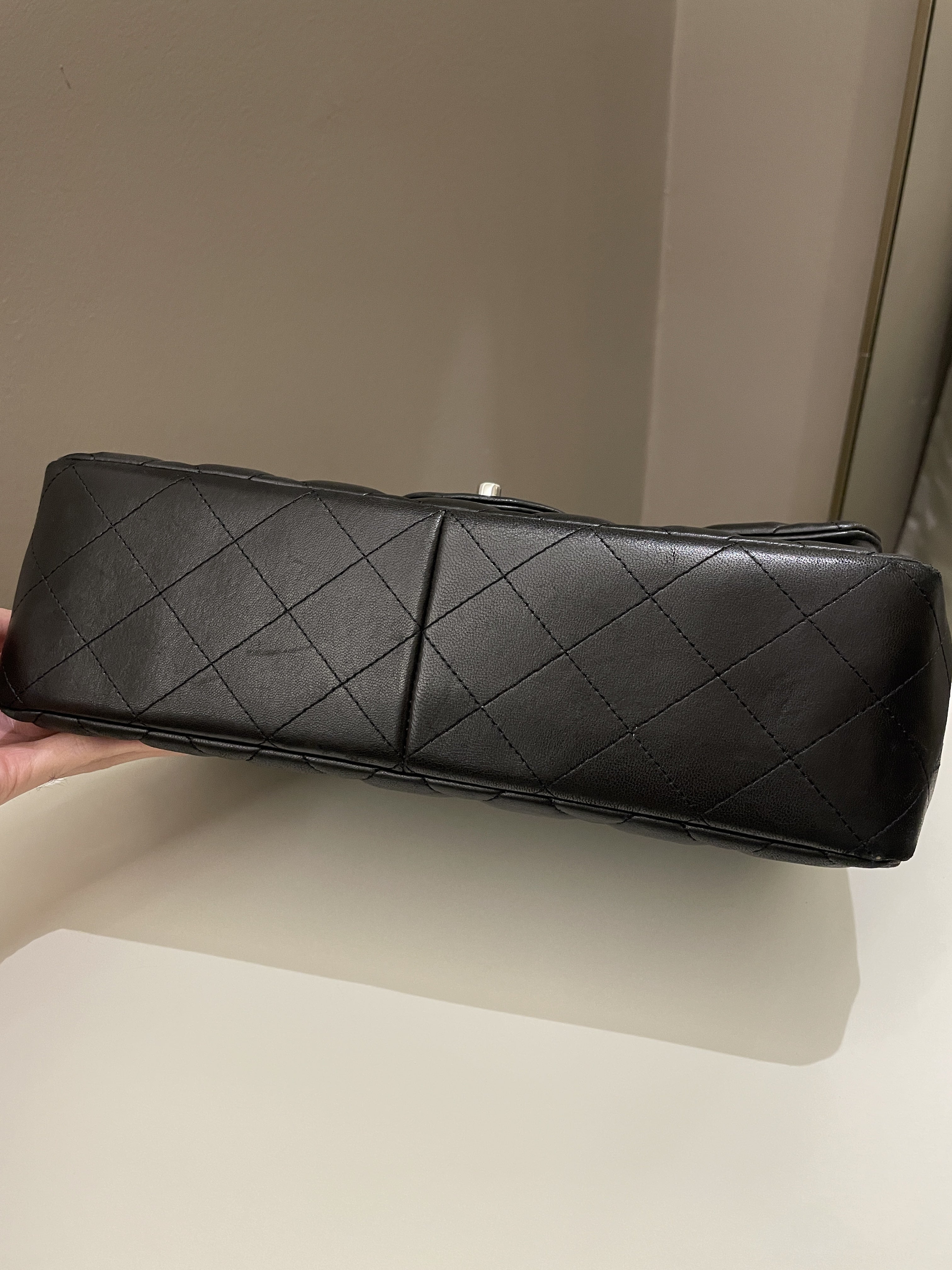 Chanel Classic Quilted Jumbo Double Flap Black Lambskin