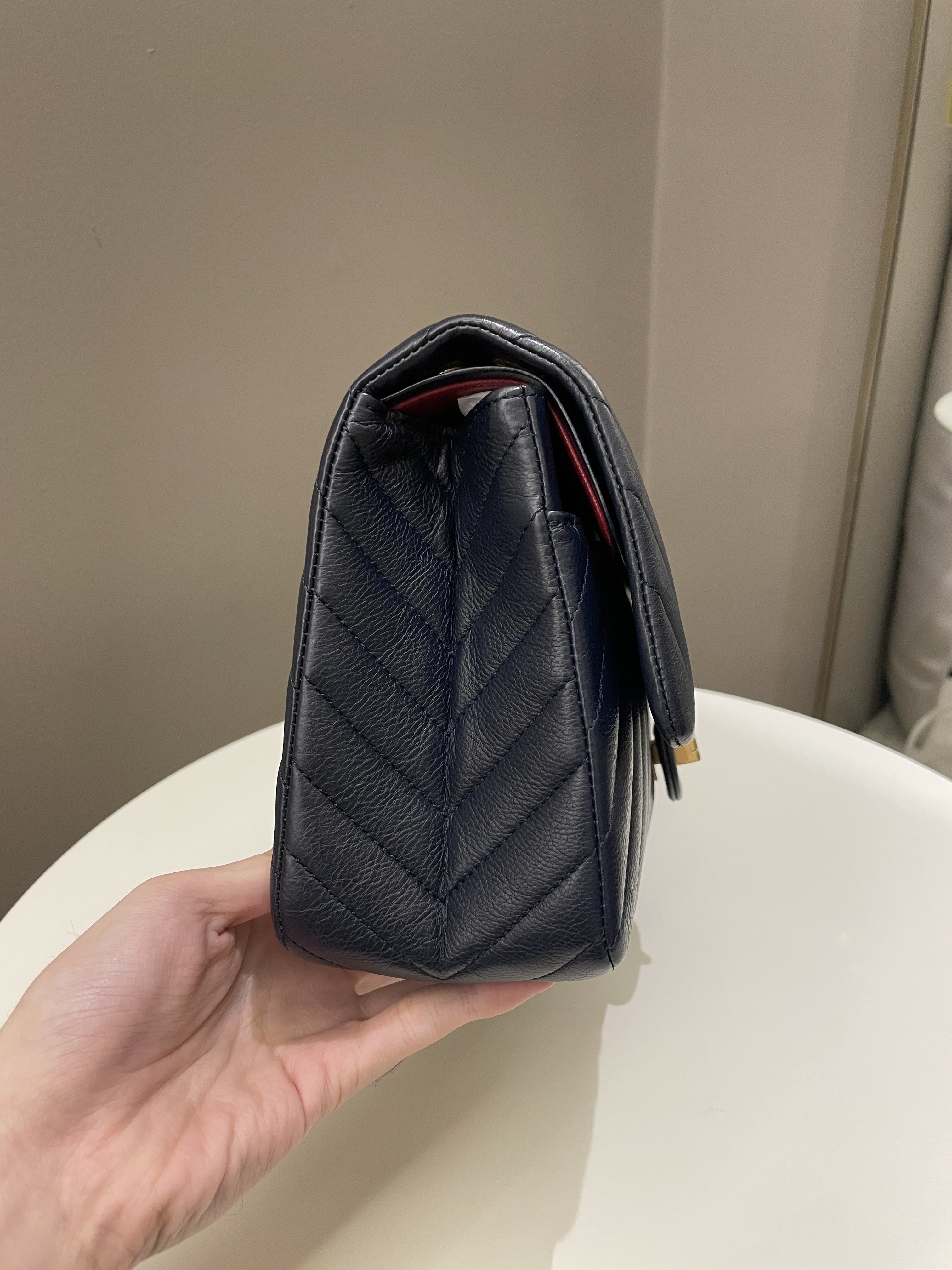 Chanel 2.55 227 Chevron Reissue Double Flap Dark Navy