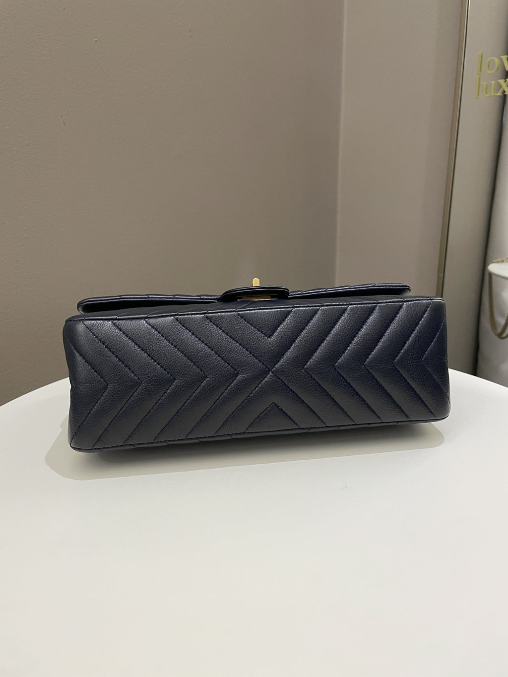 Chanel 2.55 227 Chevron Reissue Double Flap Dark Navy