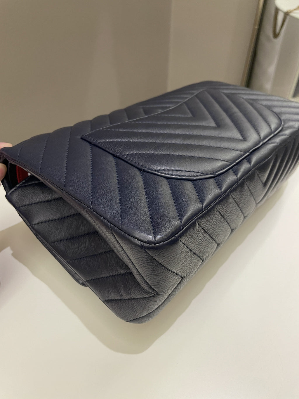 Chanel 2.55 227 Chevron Reissue Double Flap Dark Navy