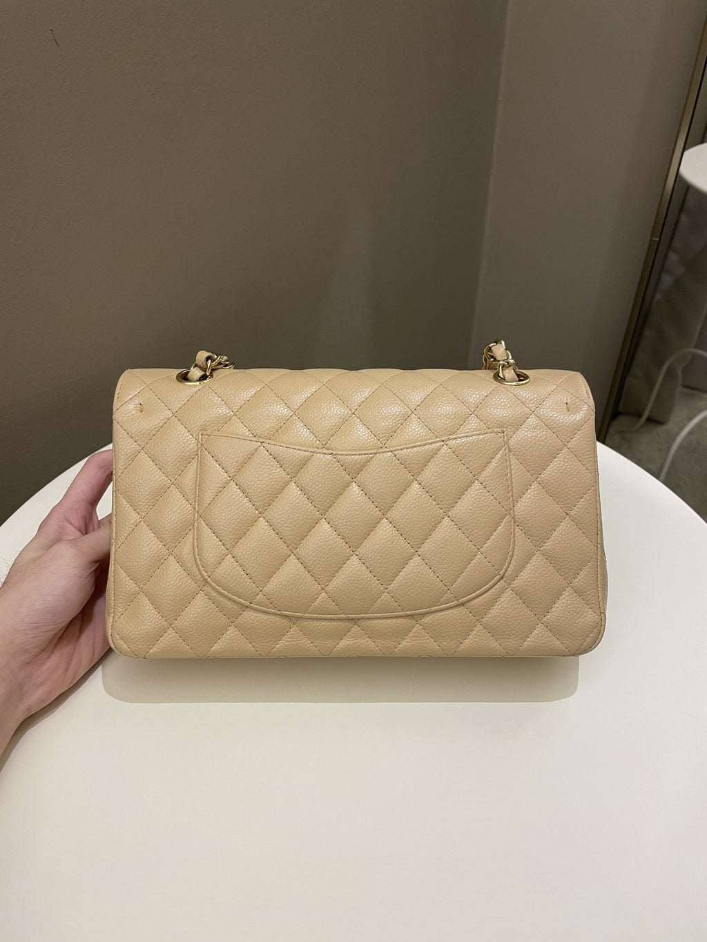 Chanel Classic Quilted Medium Double Flap Beige Caviar