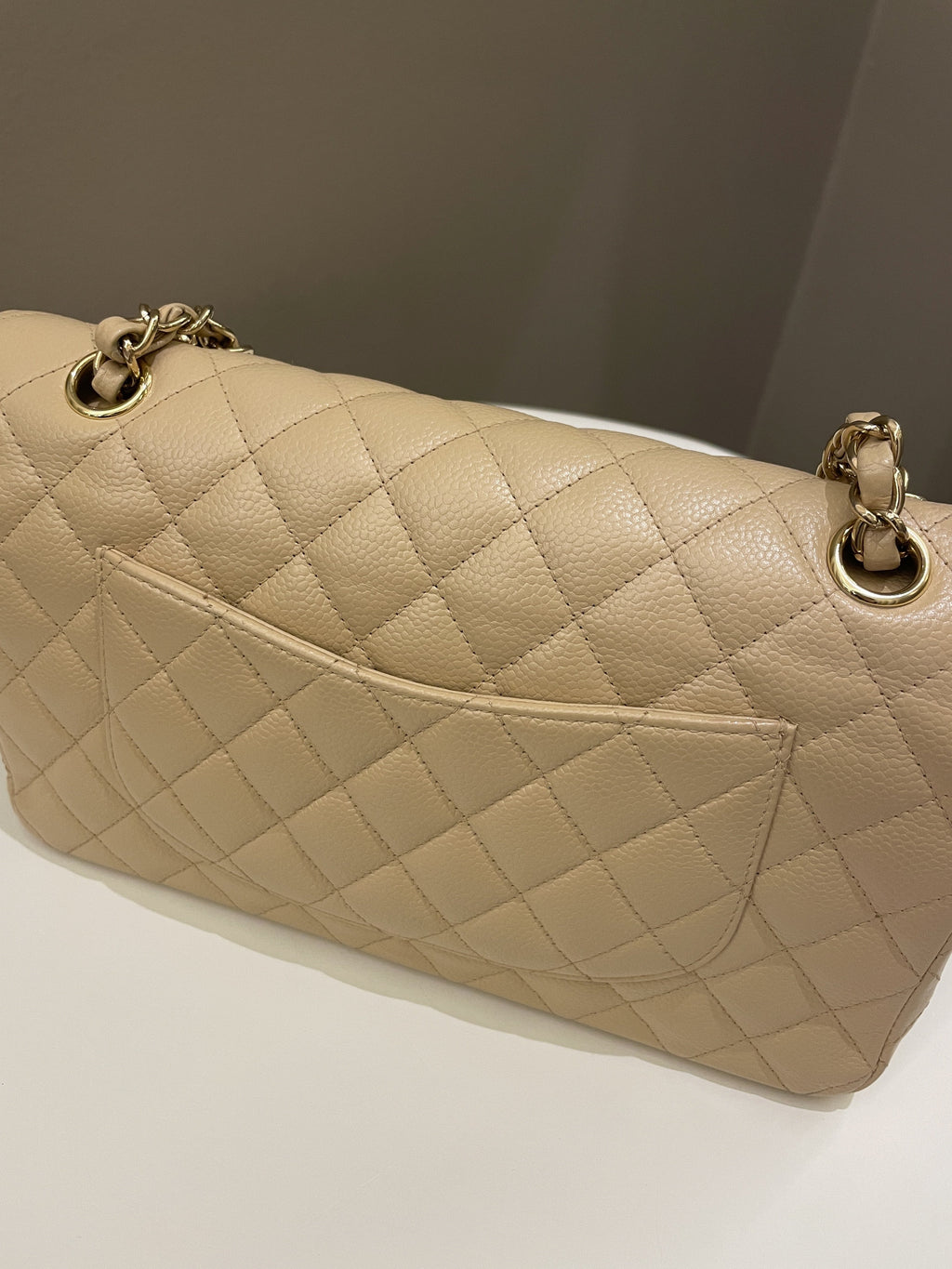 Chanel Classic Quilted Medium Double Flap Beige Caviar
