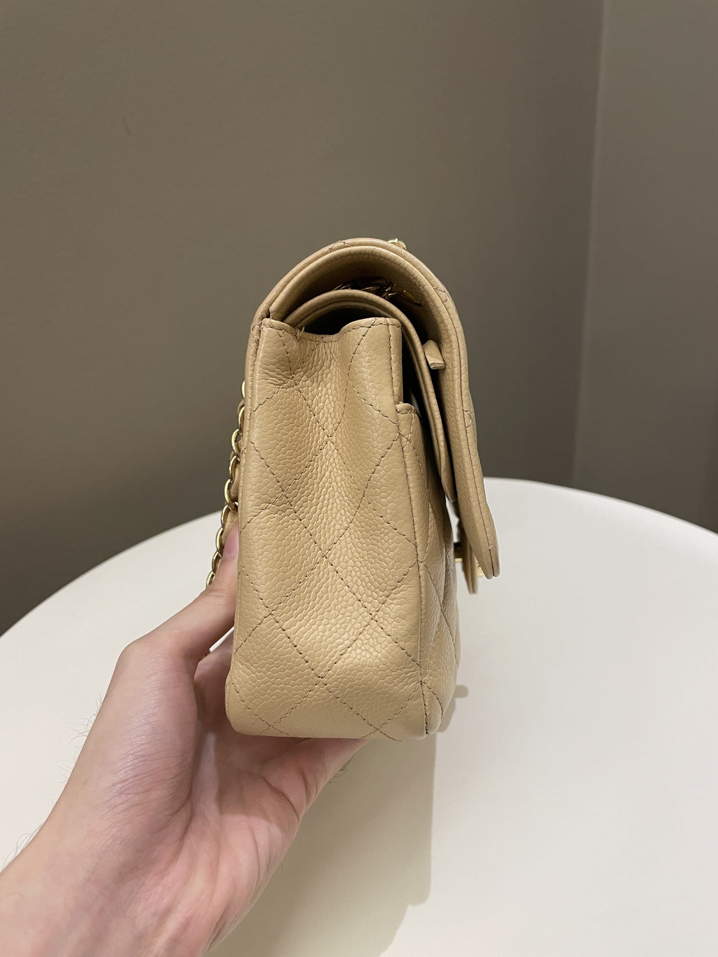 Chanel Classic Quilted Medium Double Flap Beige Caviar