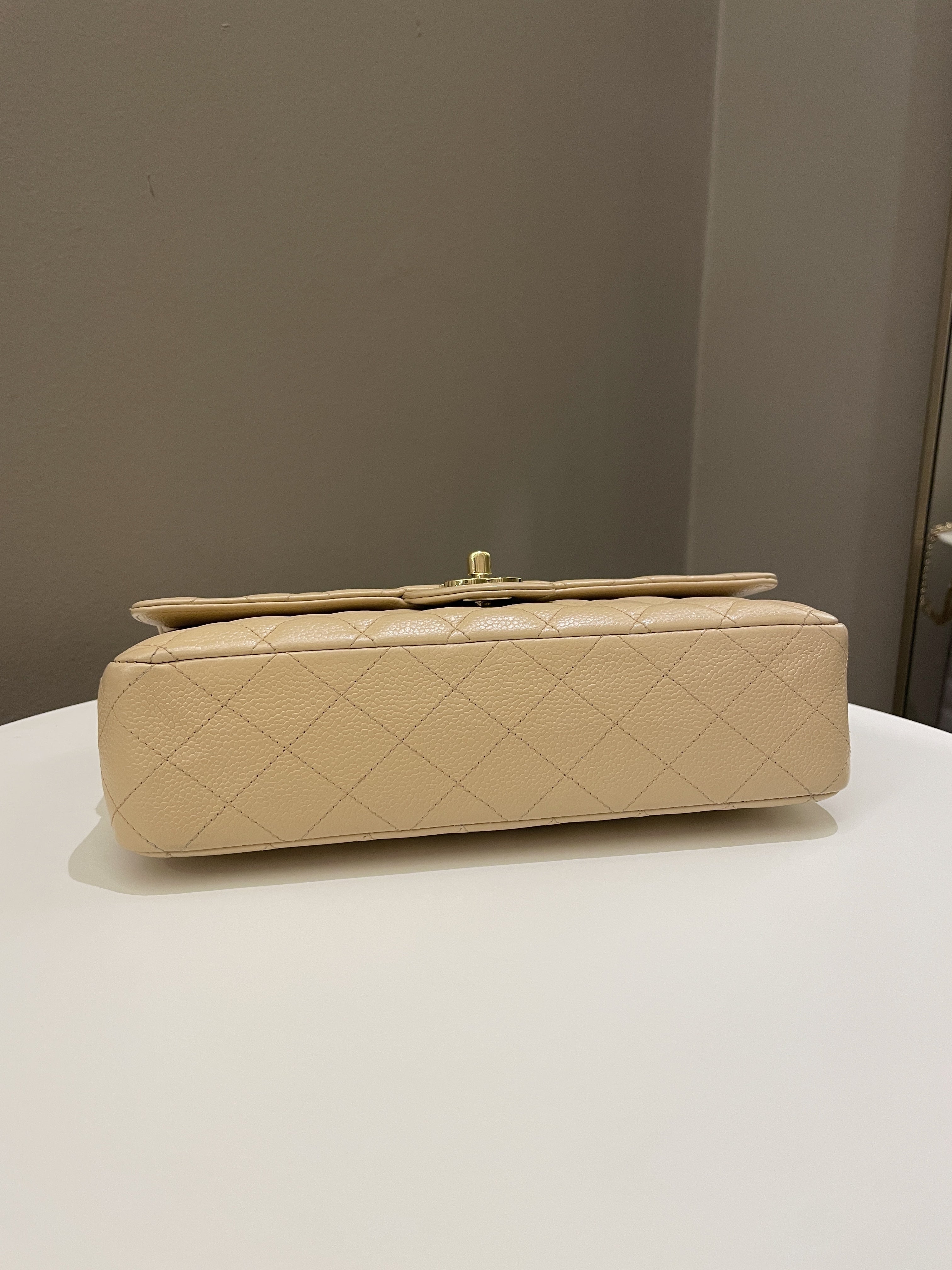 Chanel Classic Quilted Medium Double Flap Beige Caviar