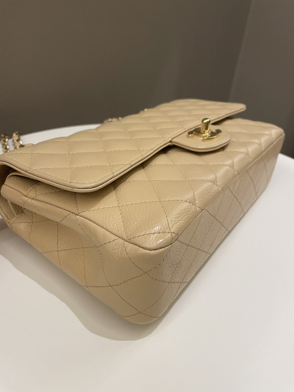 Chanel Classic Quilted Medium Double Flap Beige Caviar