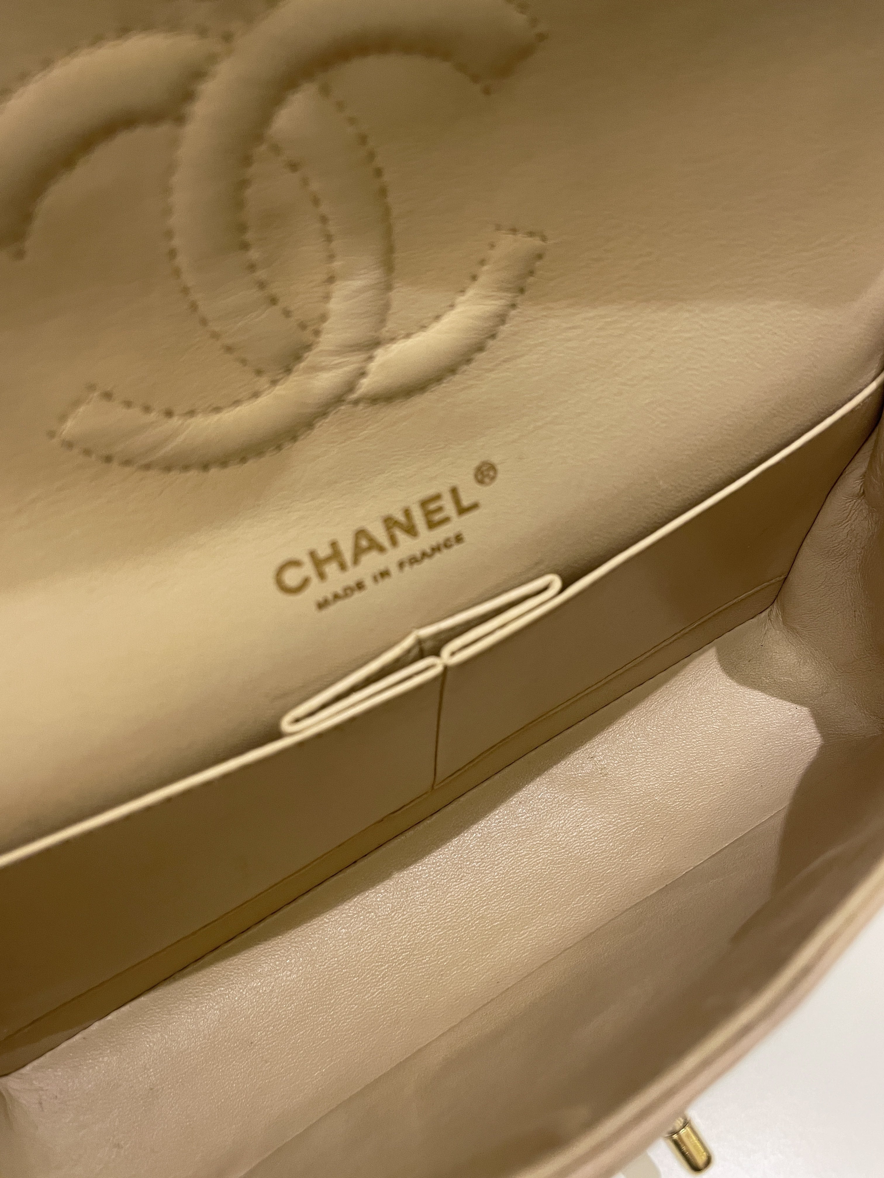 Chanel Classic Quilted Medium Double Flap Beige Caviar