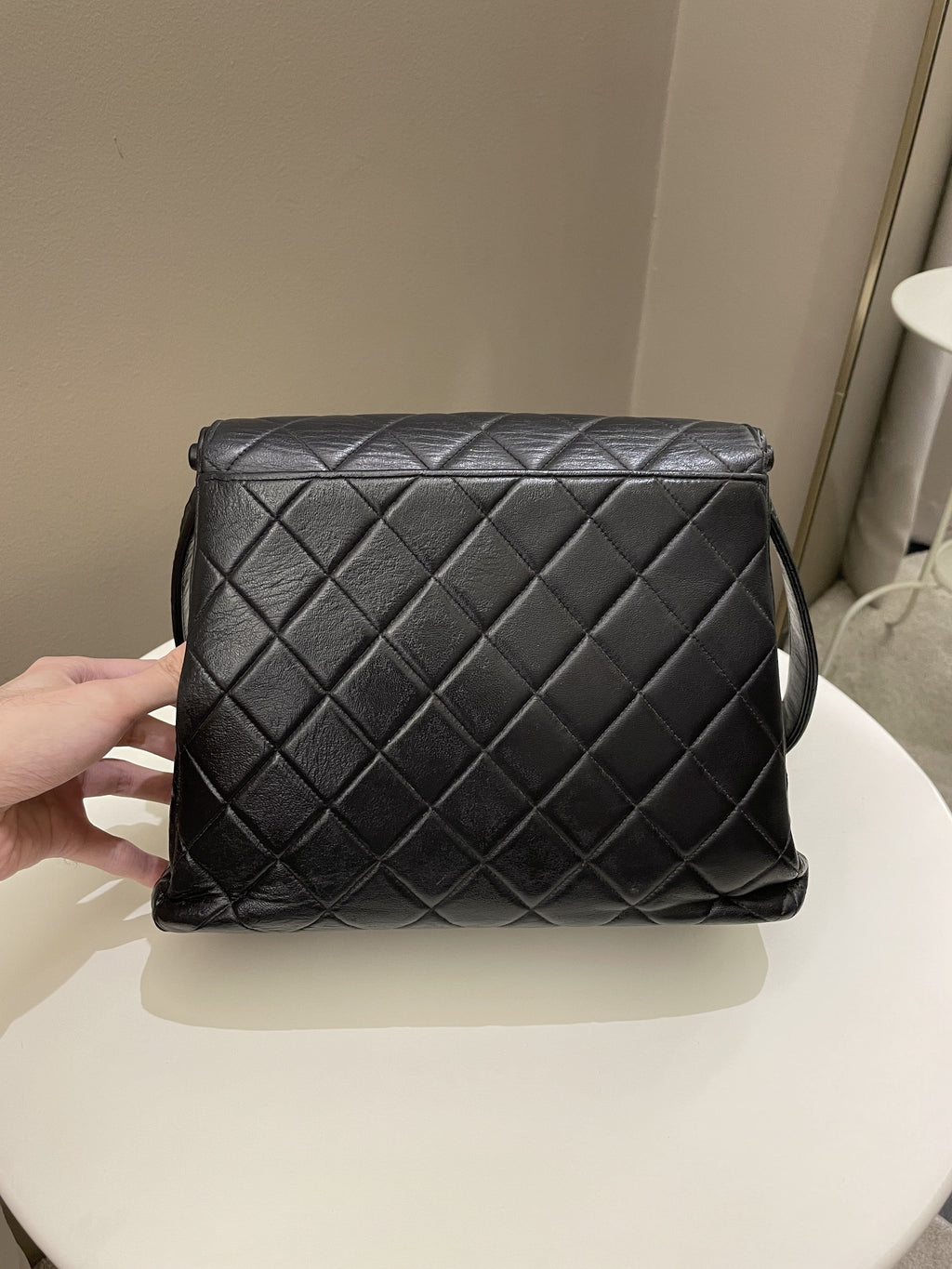 Chanel Vintage Shoulder Cc Flap Bag Black Lambskin