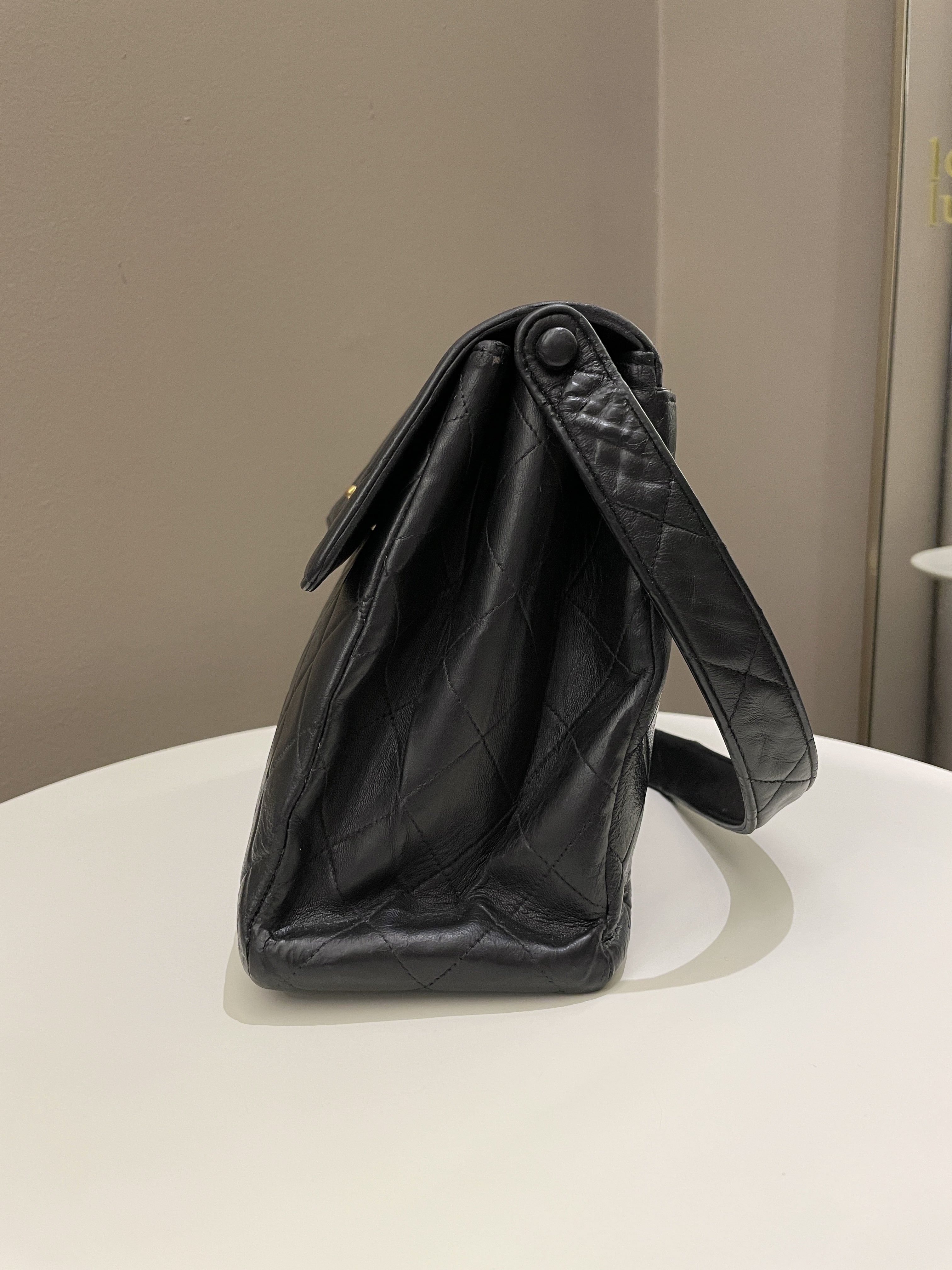 Chanel Vintage Shoulder Cc Flap Bag Black Lambskin