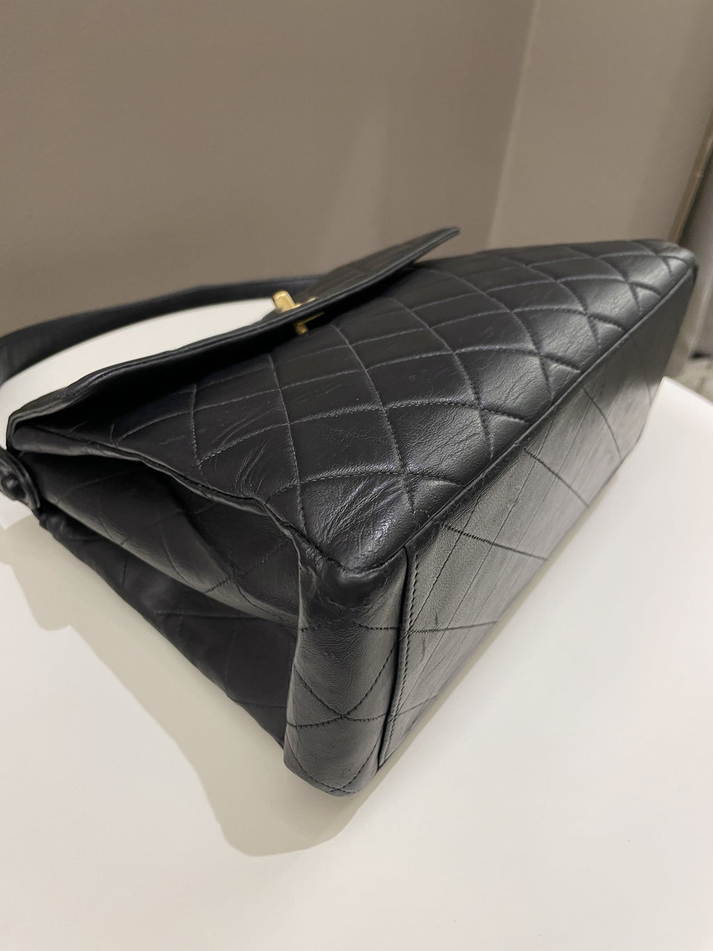 Chanel Vintage Shoulder Cc Flap Bag Black Lambskin