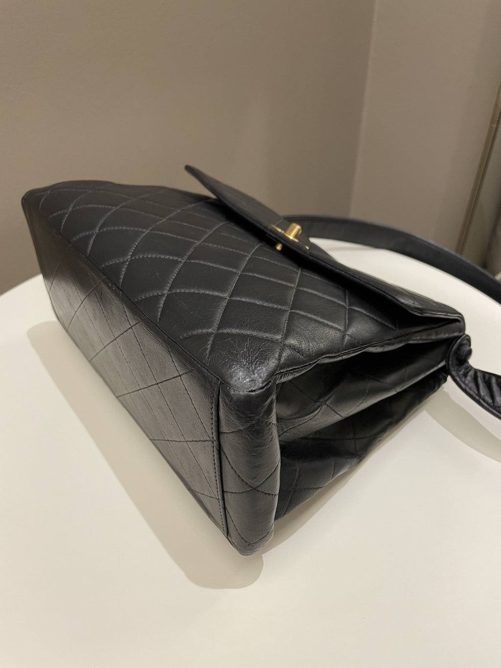 Chanel Vintage Shoulder Cc Flap Bag Black Lambskin