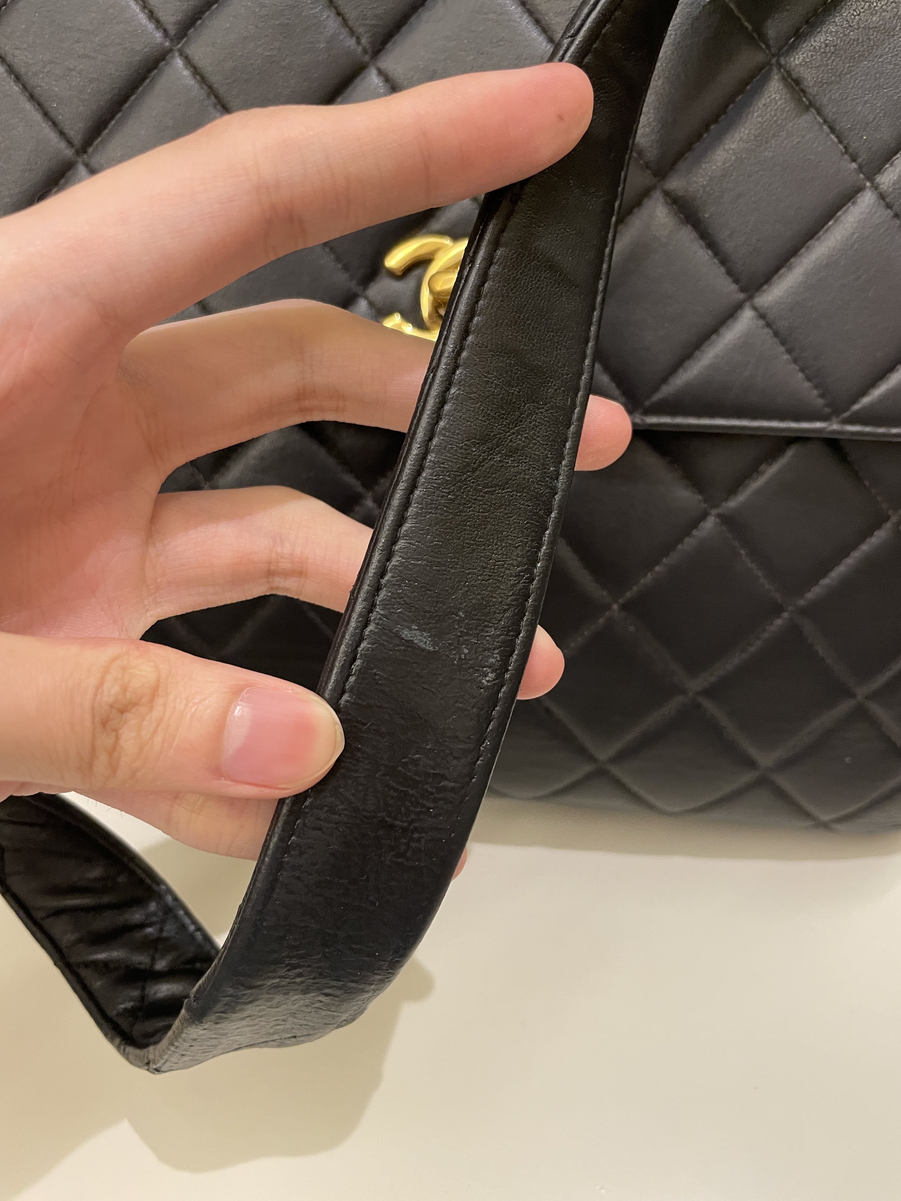 Chanel Vintage Shoulder Cc Flap Bag Black Lambskin