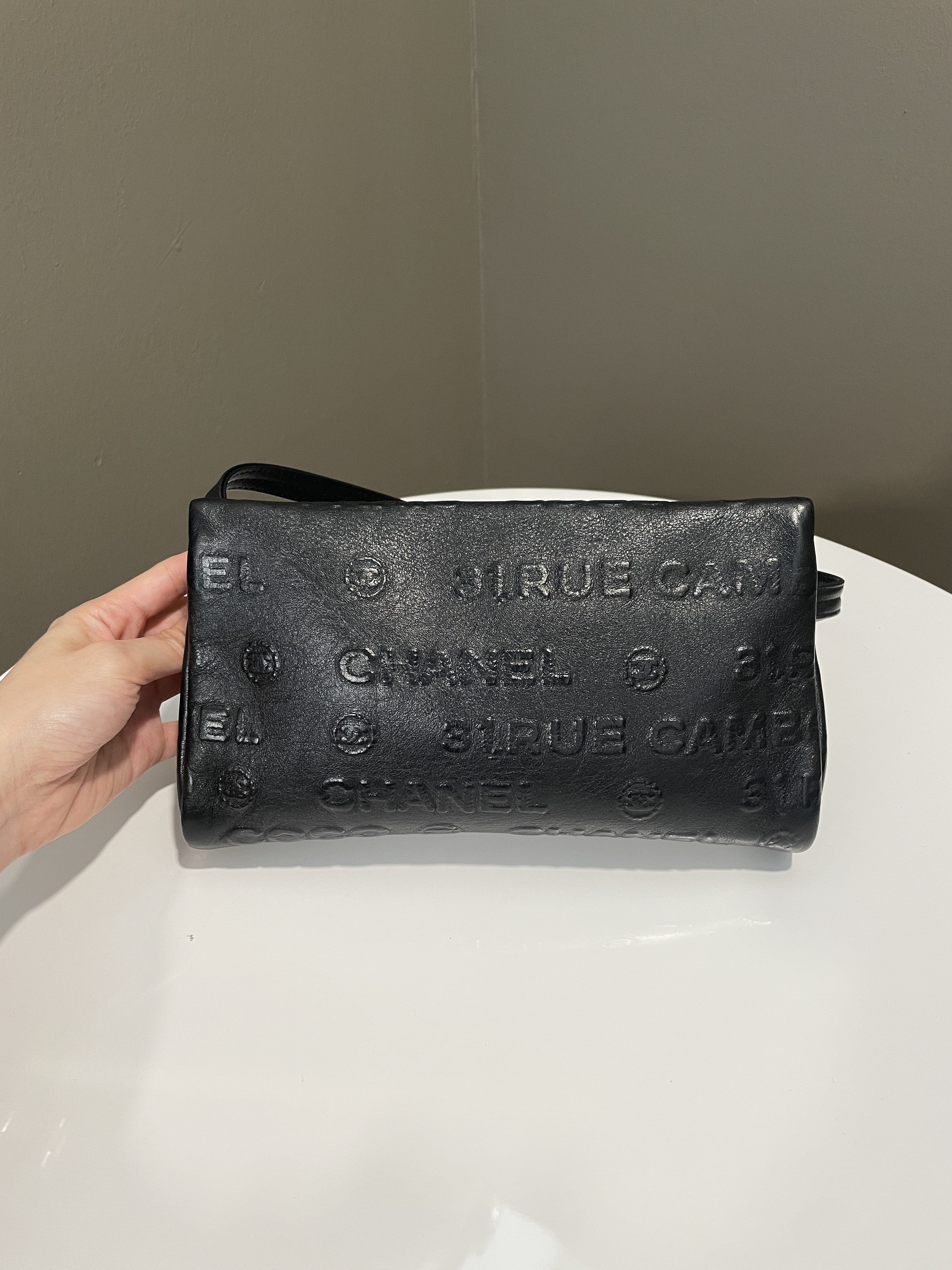 Chanel Cambon 31 Rue Embossed Bag Black Calfskin