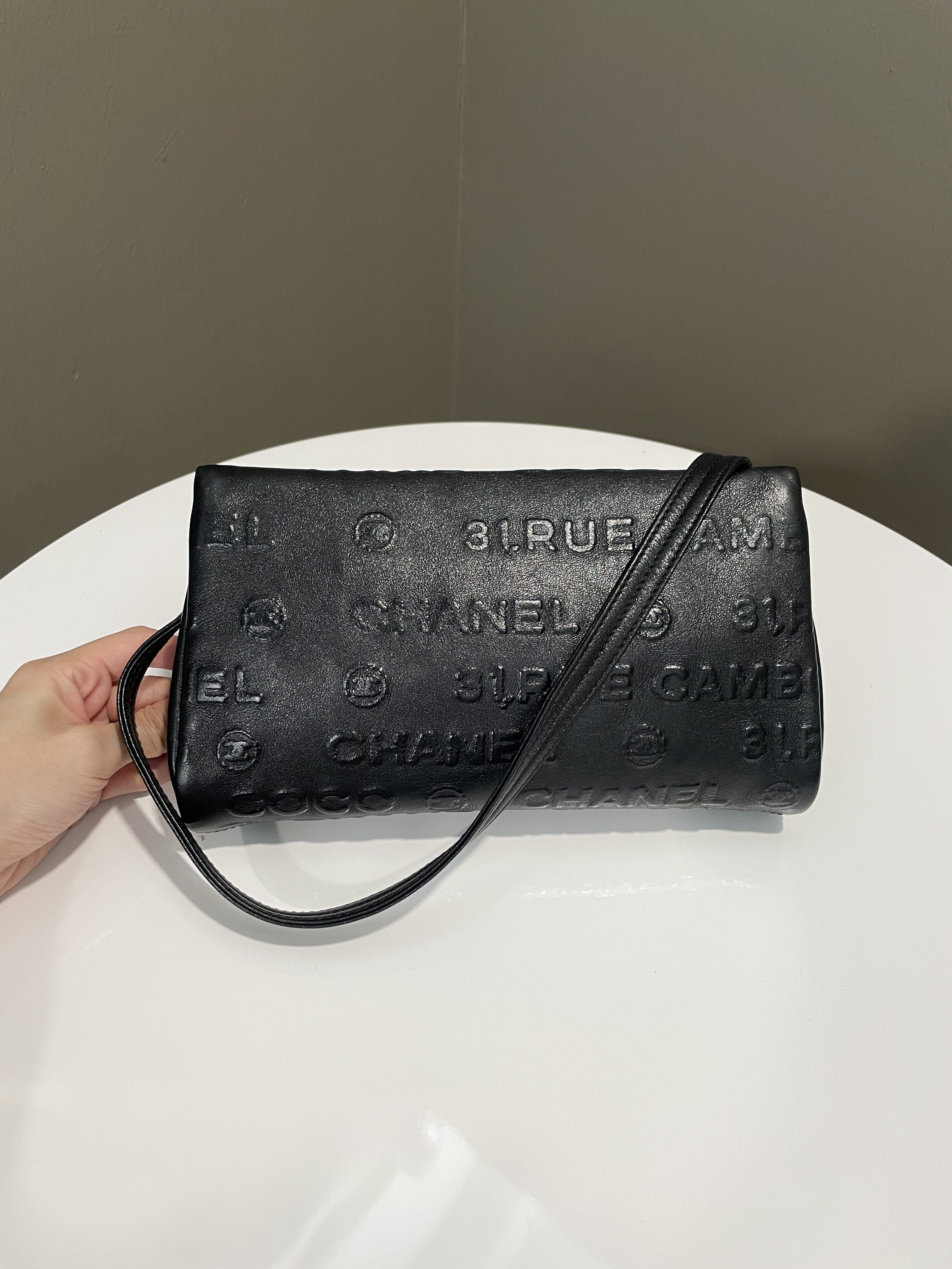 Chanel Cambon 31 Rue Embossed Bag Black Calfskin