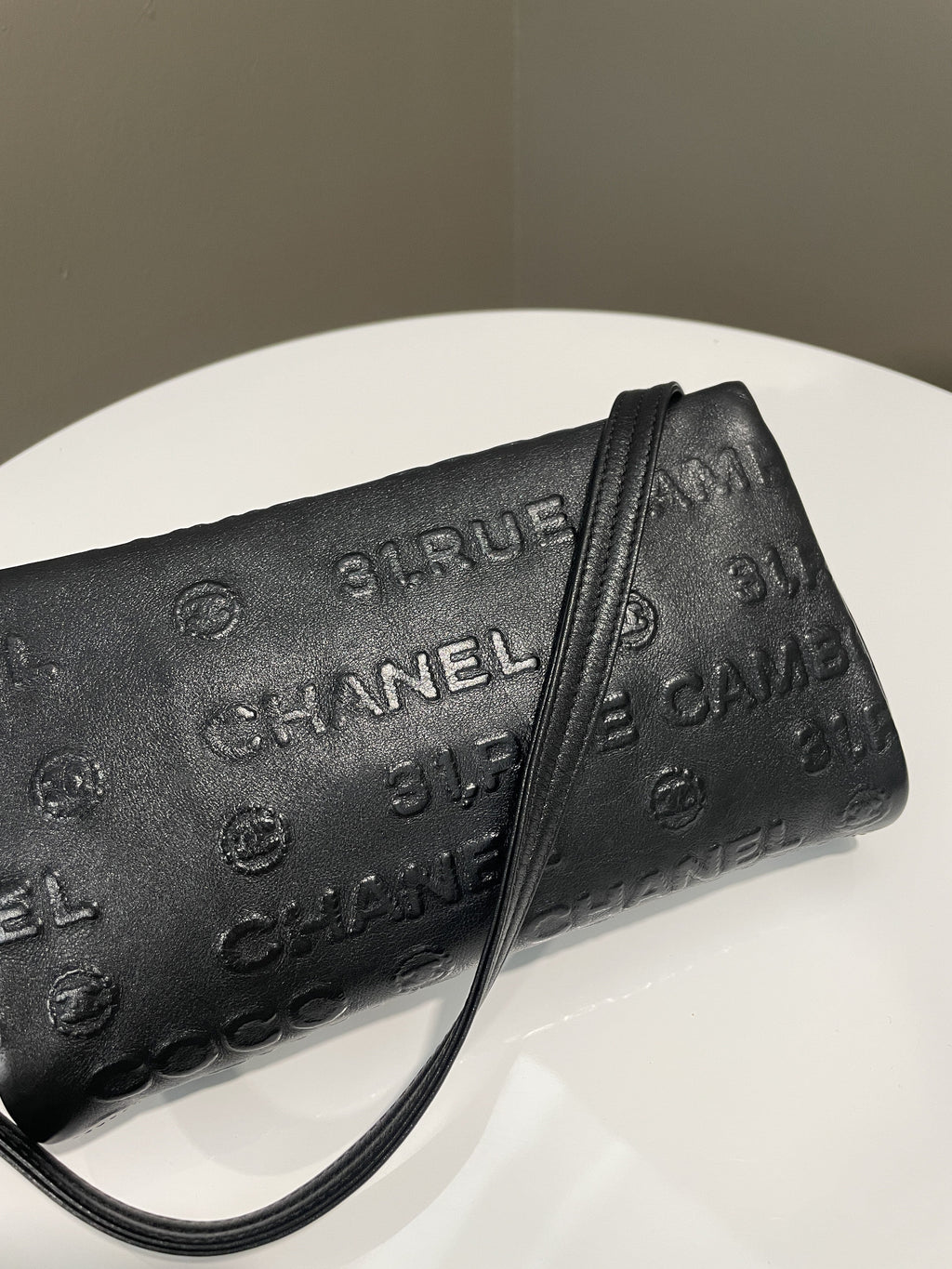 Chanel Cambon 31 Rue Embossed Bag Black Calfskin